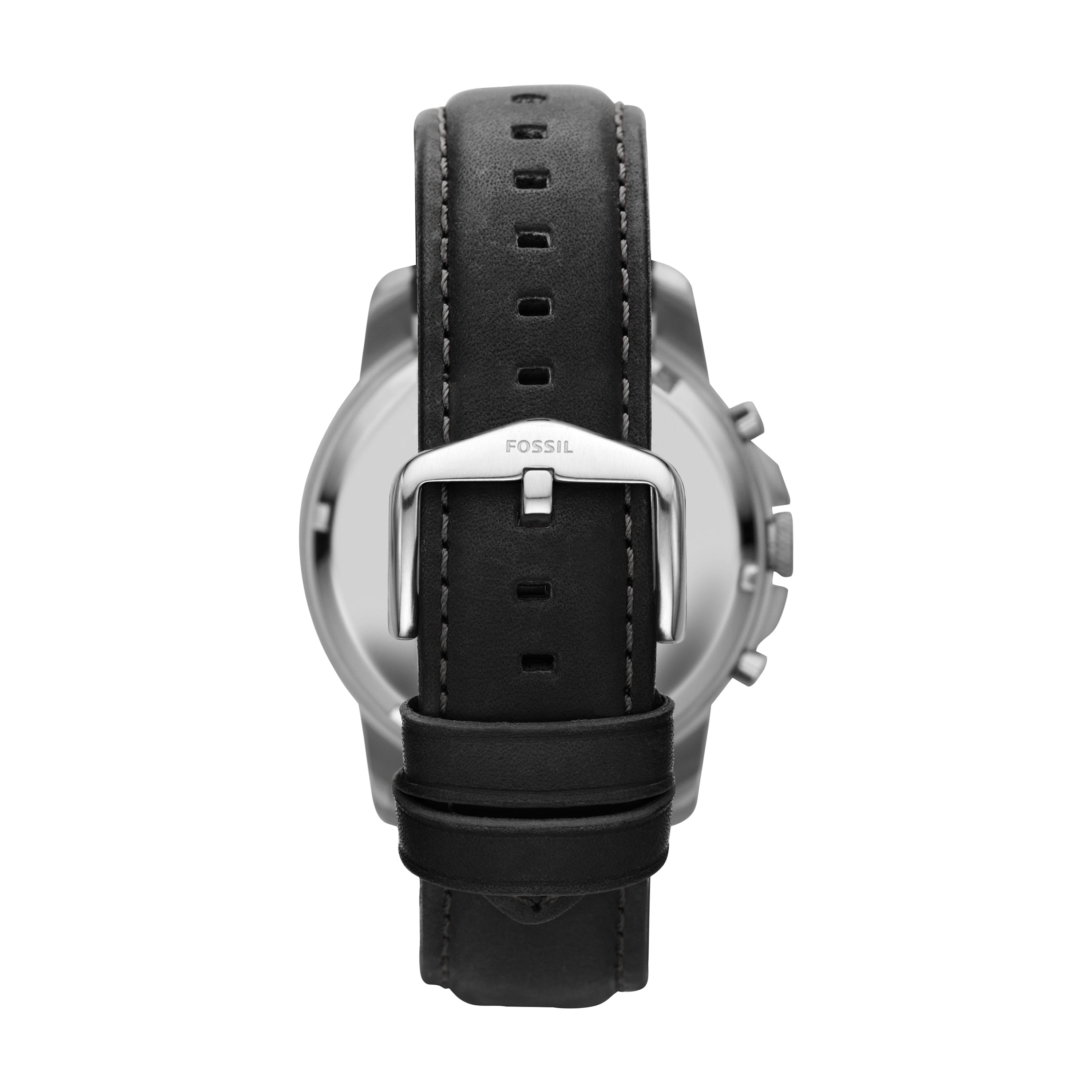 Fossil Grant Chronograph Black Dial and Leather Band Mens Watch FS4812