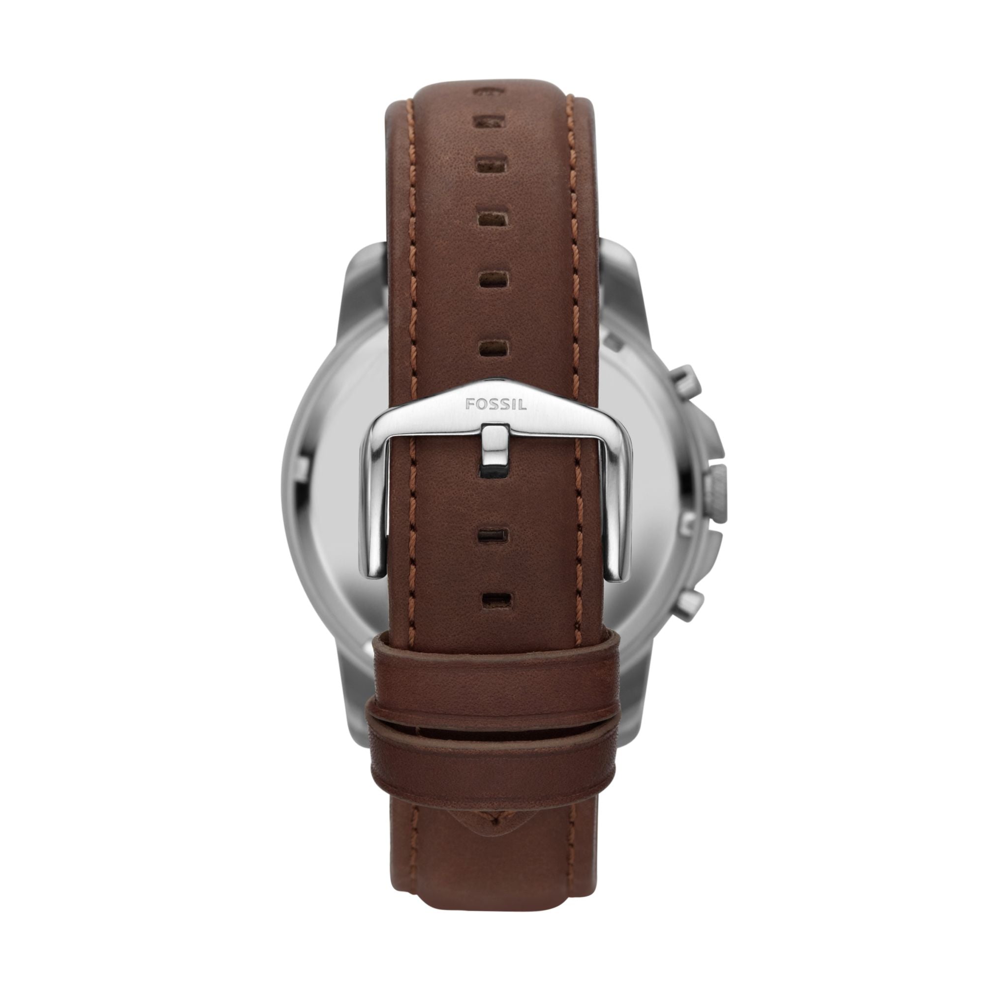 Fossil Grant FS4813 44mm polished stainless steel case, angled view