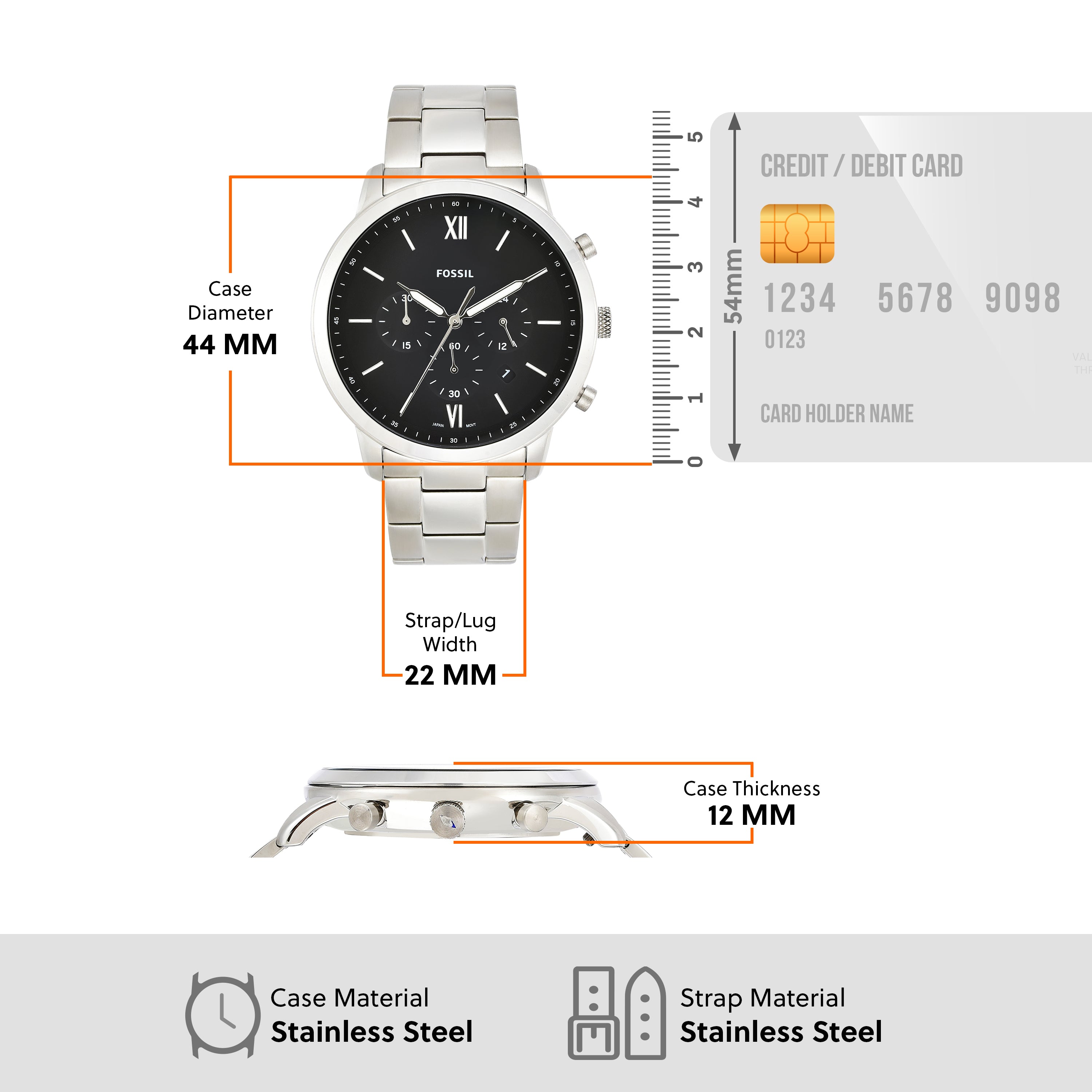 Fossil Neutra Chronograph Black Dial Stainless Steel Watch FS5384