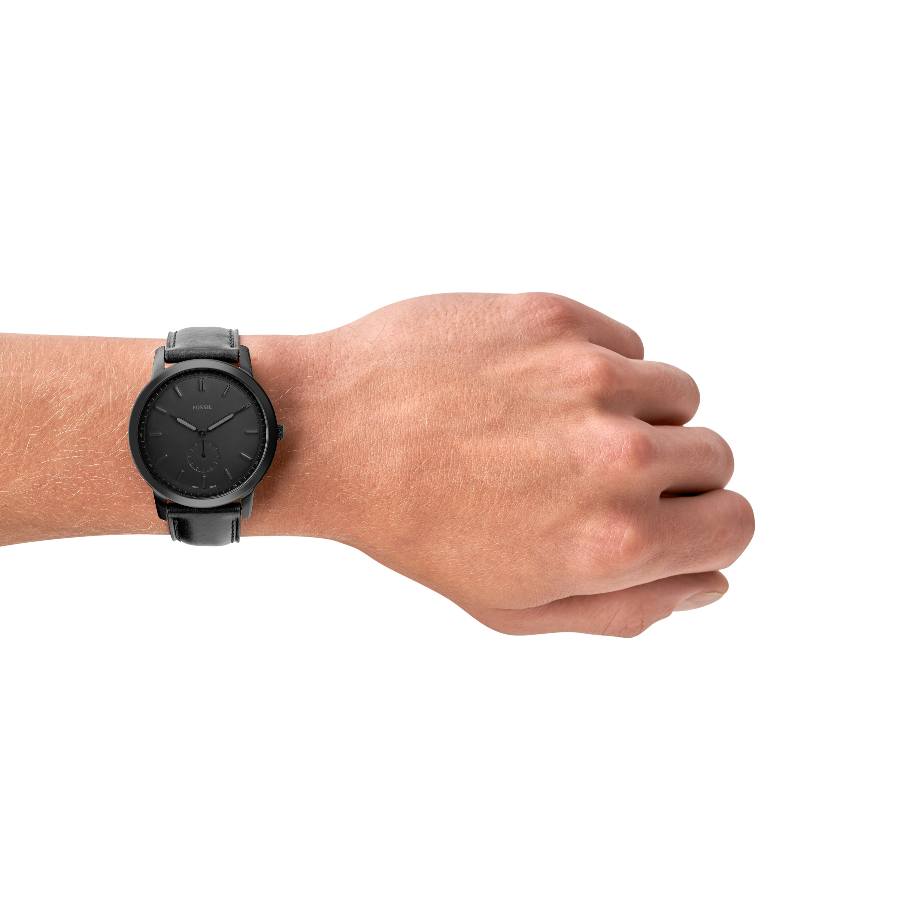 Fossil The Minimalist Two-Hand Black Leather Man's Watch FS5447