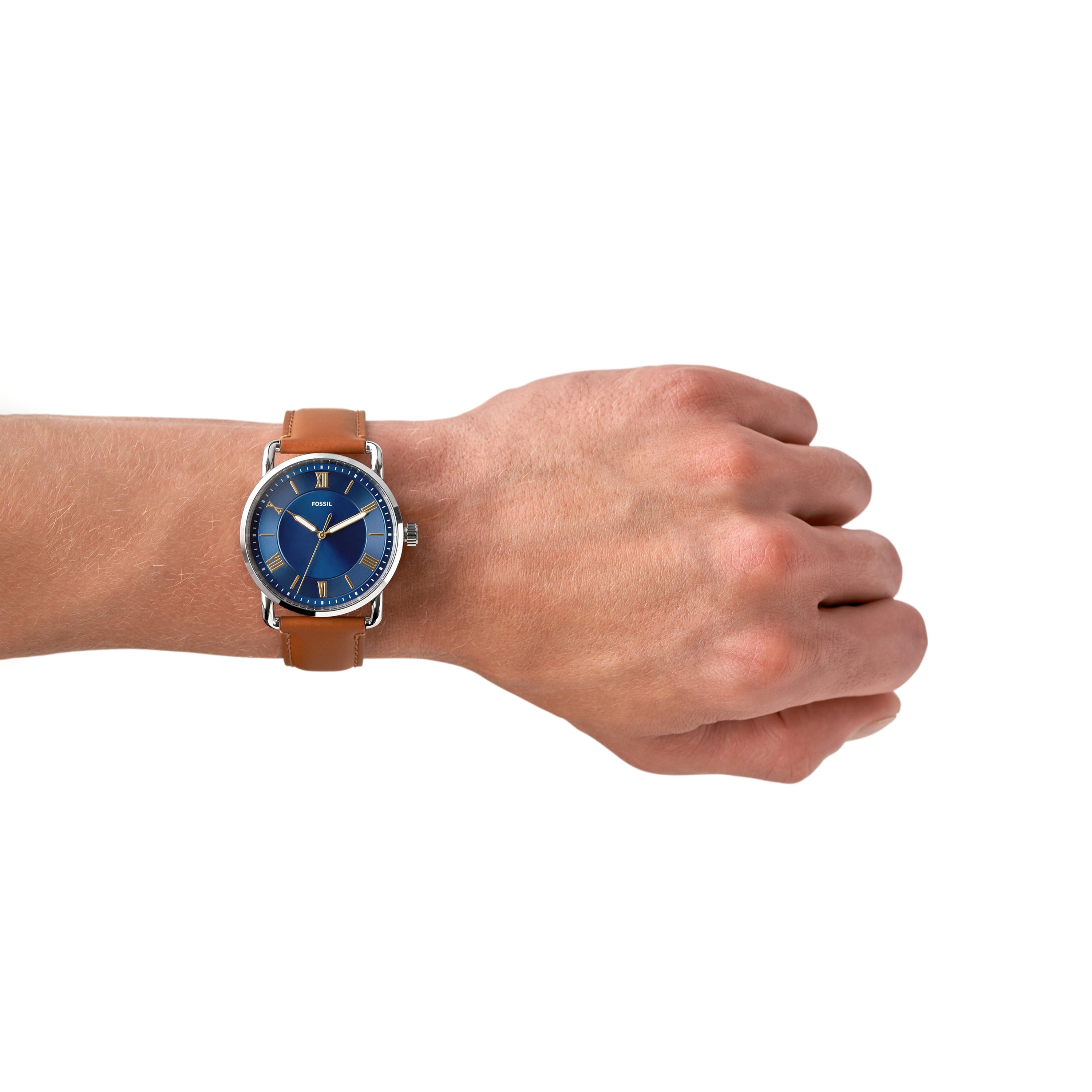Fossil Copeland Brown Leather Band Blue Dial Men's Watch FS5661