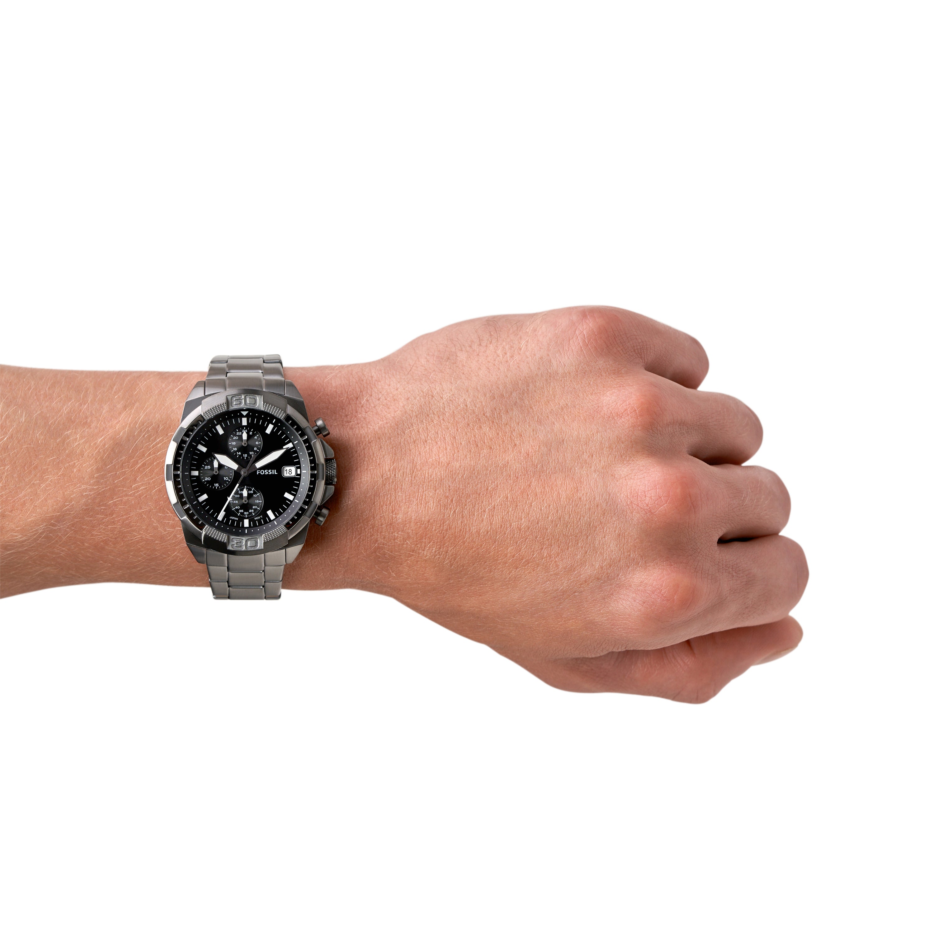 Fossil Bronson Chronograph Stainless Steel Black Dial Mens Watch FS5852
