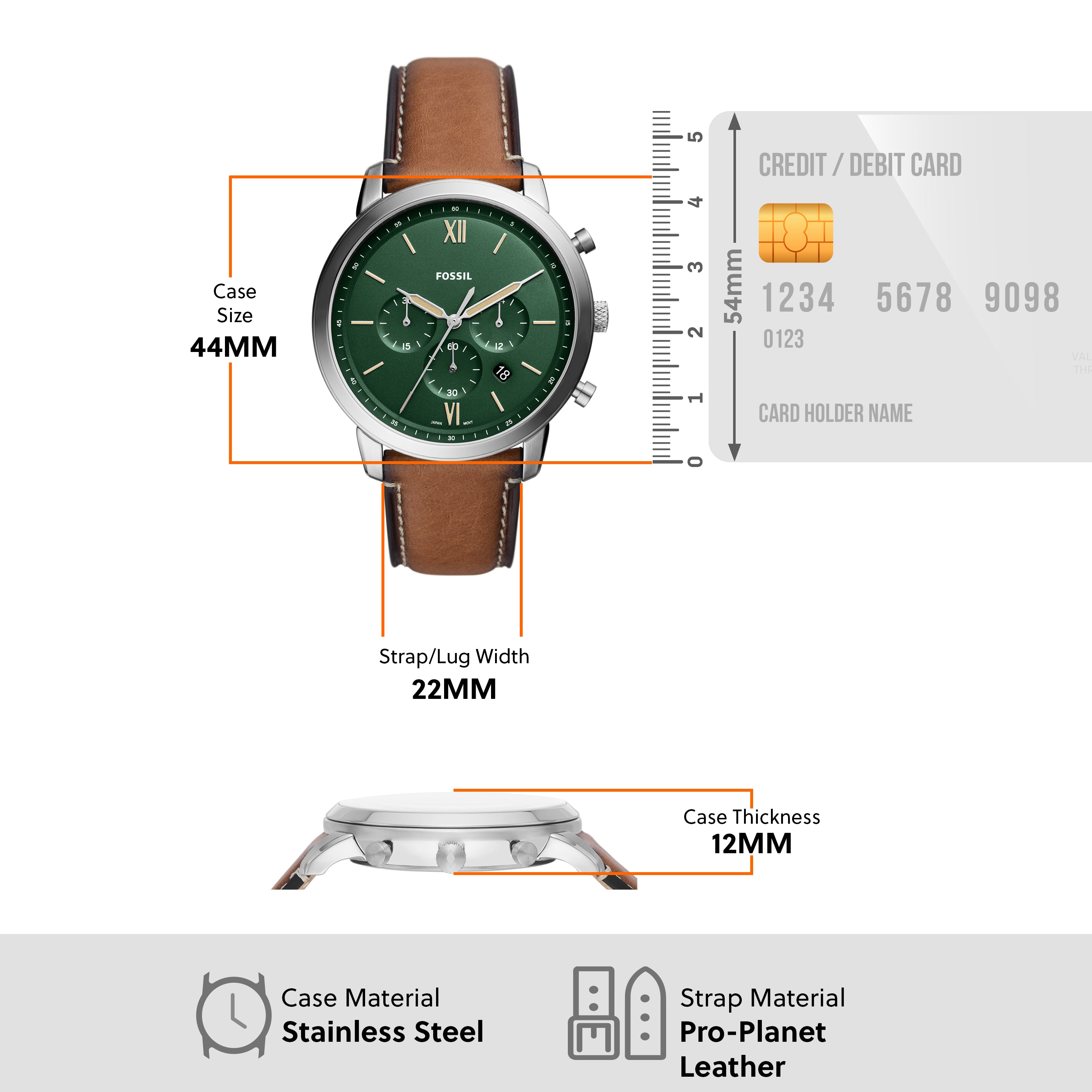 Fossil Neutra Chronograph Watch with Tan LiteHide Leather Band FS5963