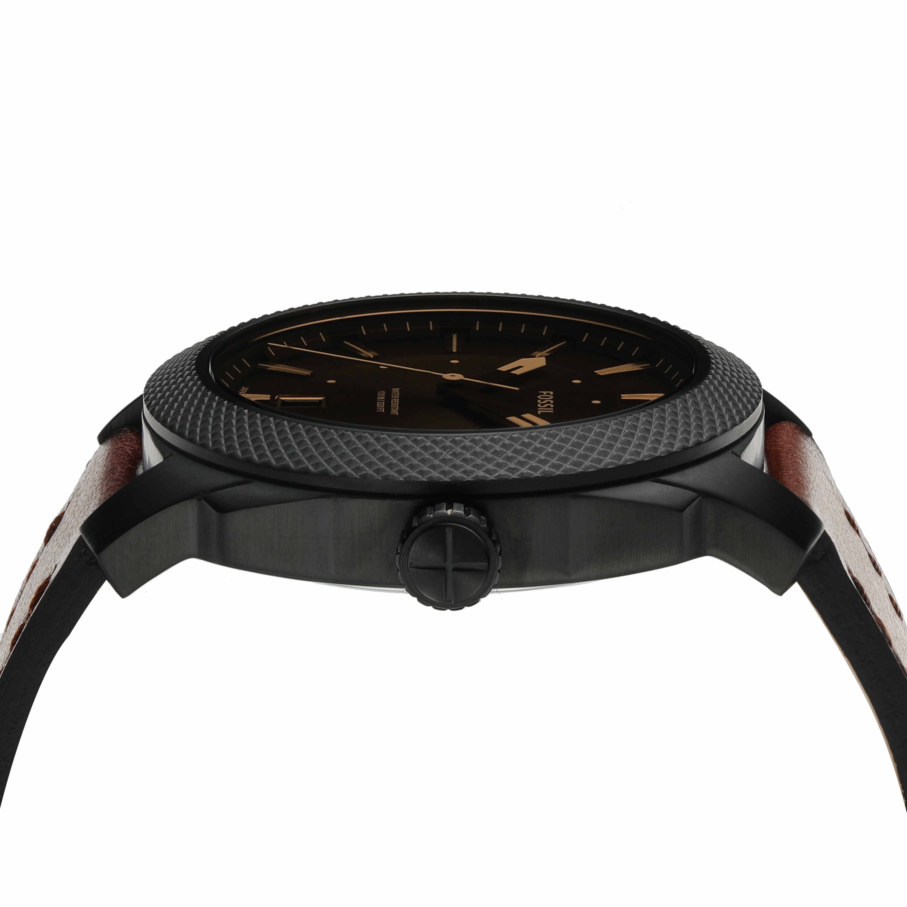 Fossil Machine Brown Dial Leather Strap Watch FS5972