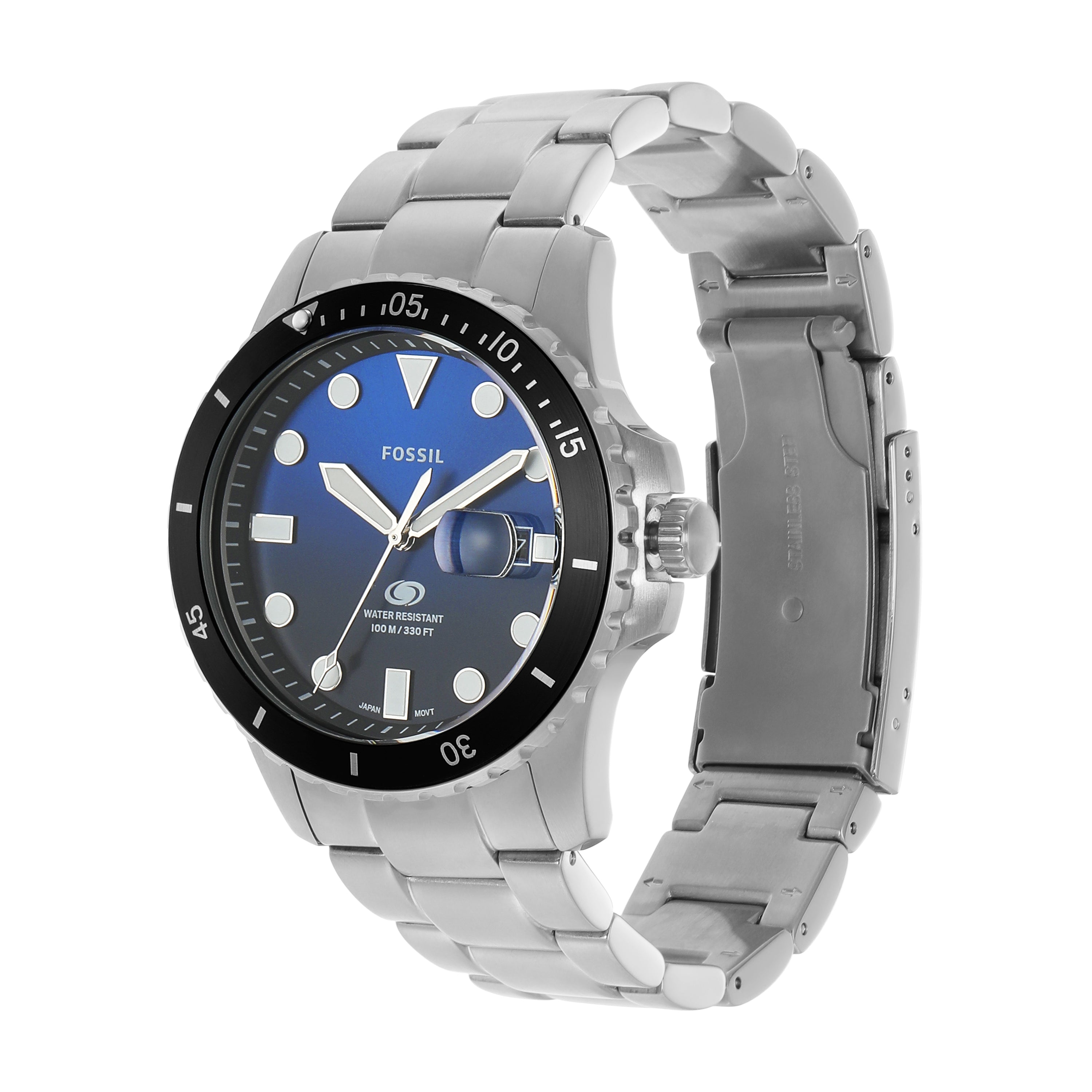 Fossil Blue Dial Stainless Steel Men's Watch FS6038