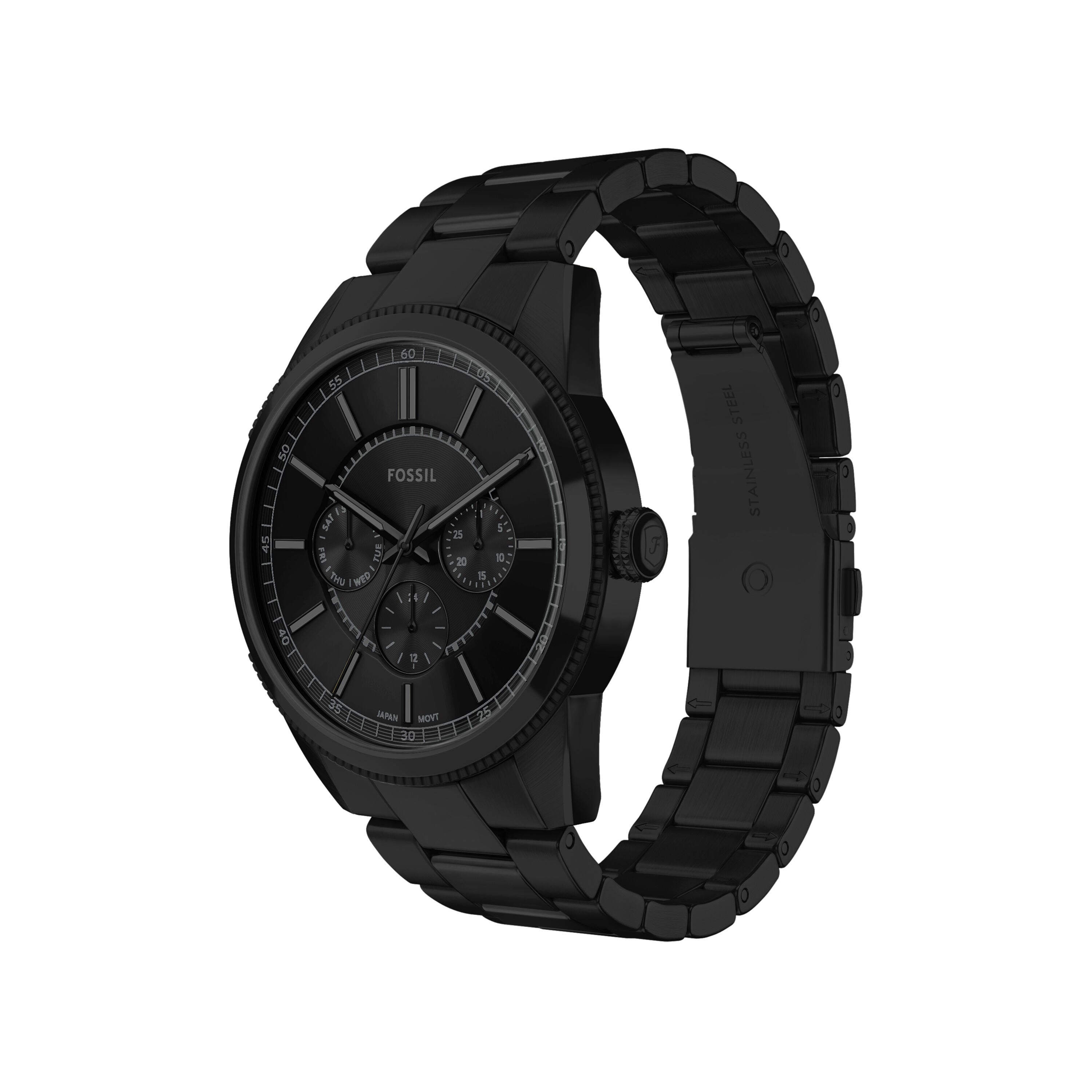Fossil Pearson Multifunction Black Stainless Steel Black Dial Watch FS6135