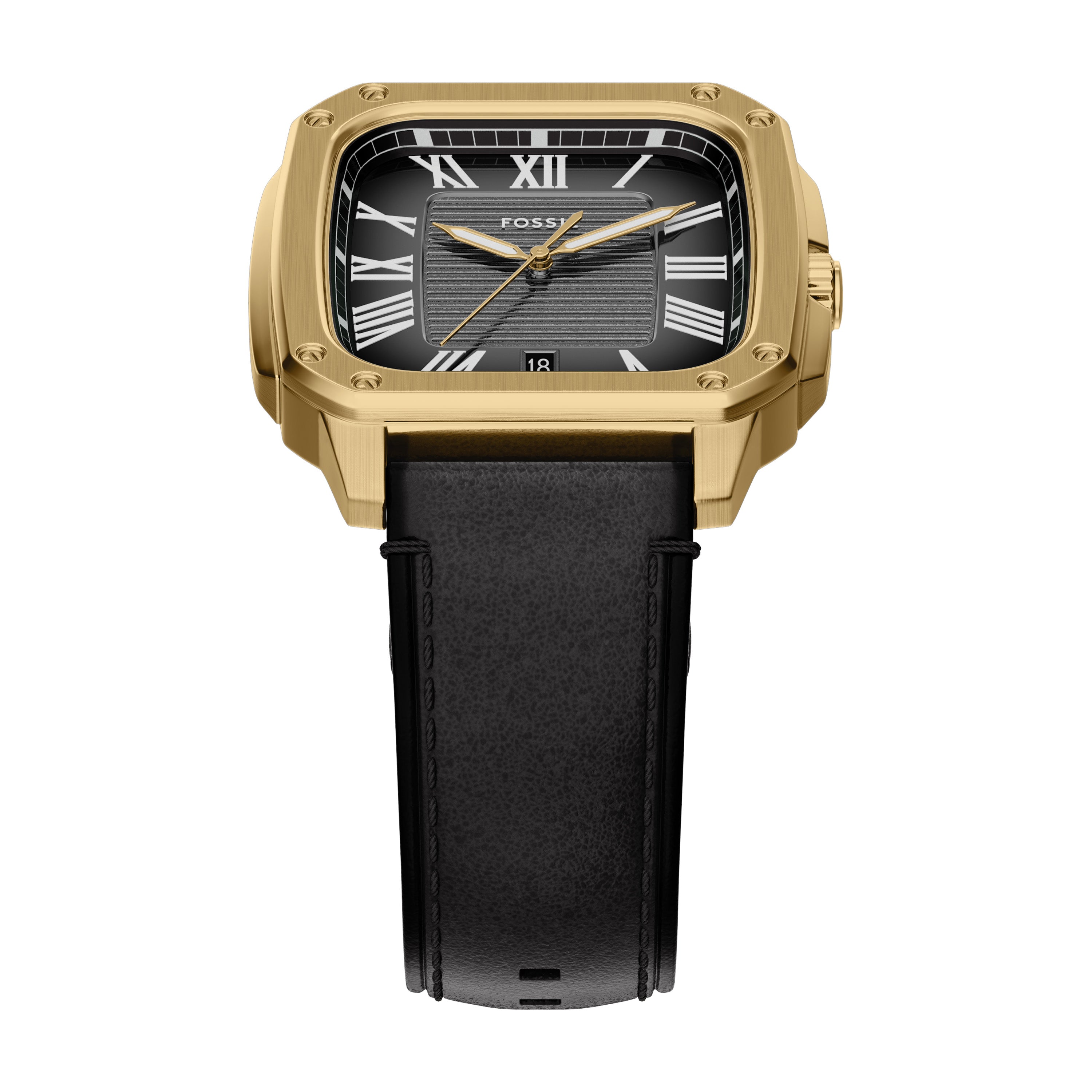 Fossil Crosby Three Hand Black Leather Watch FS6151