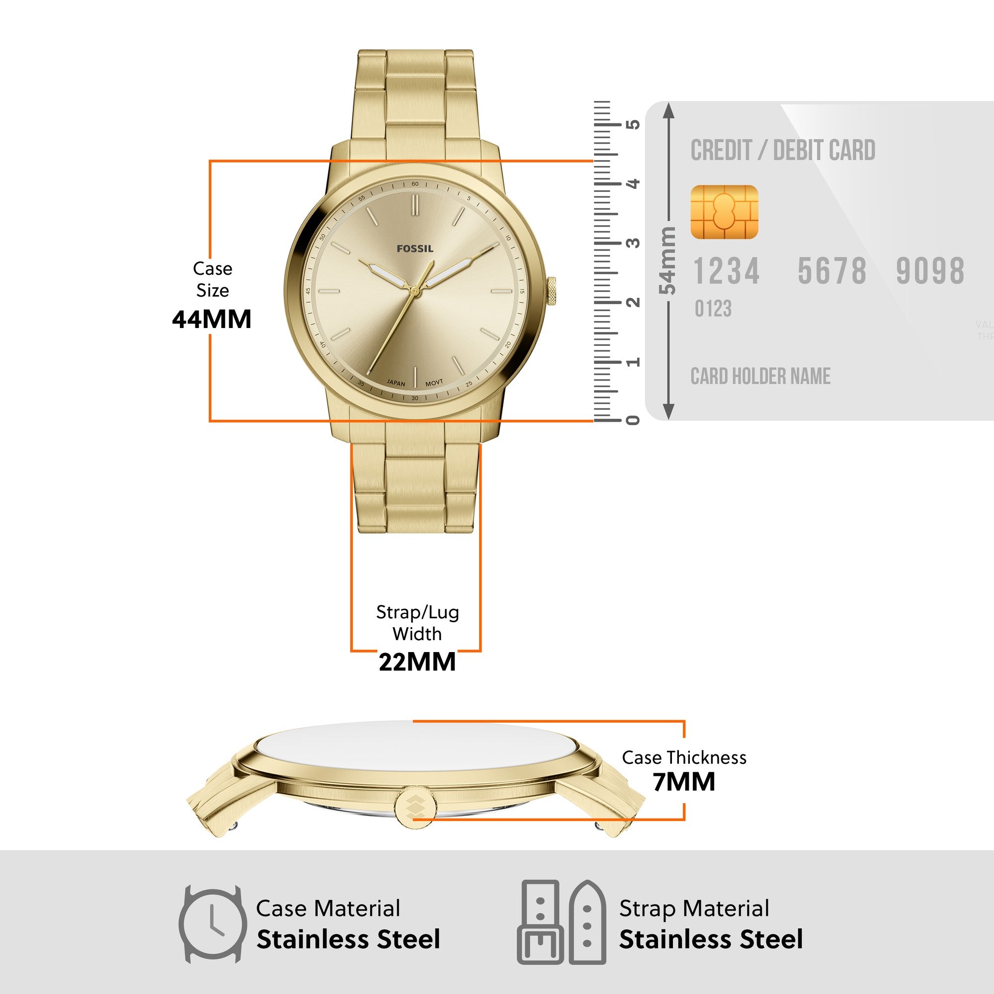 Fossil men's watch, gold dial (view 8)