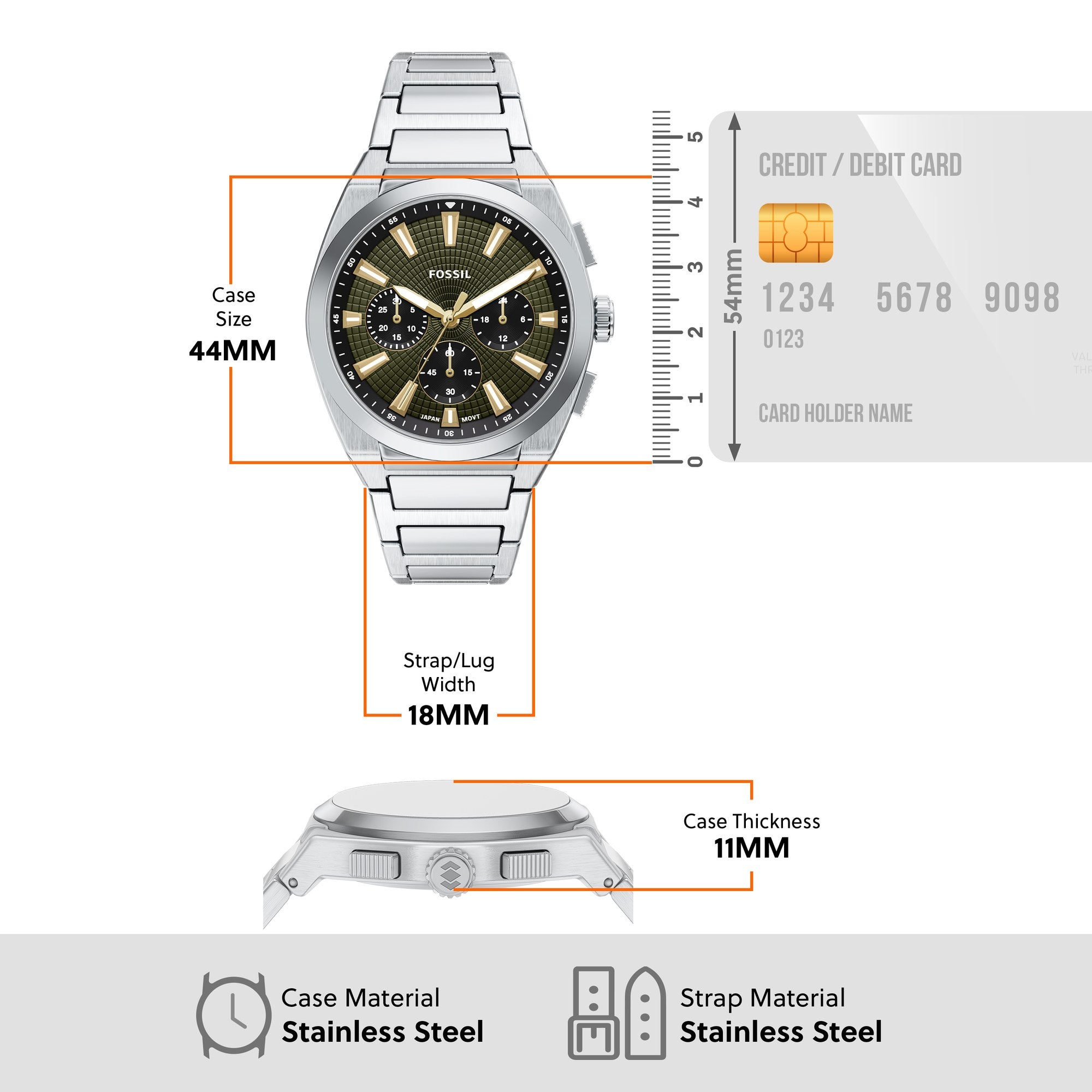 Fossil men's watch, green dial (view 8)