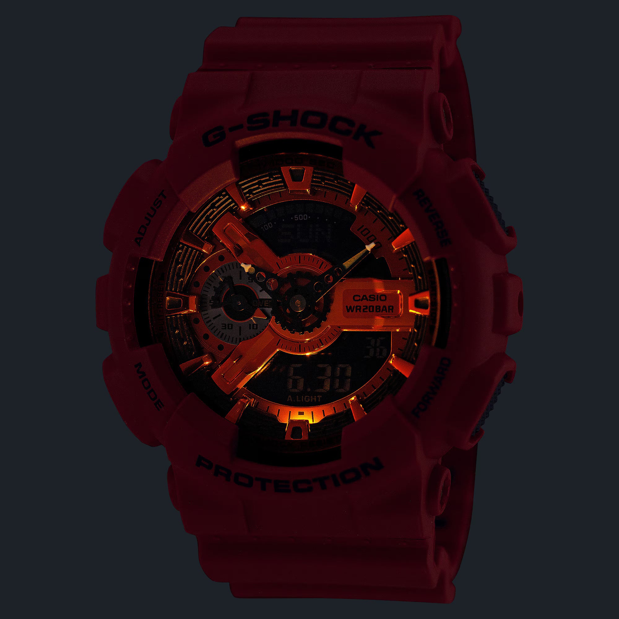 G-Shock Analog Digital Red Dial Red Resin Band Watch GA110RRB-4A