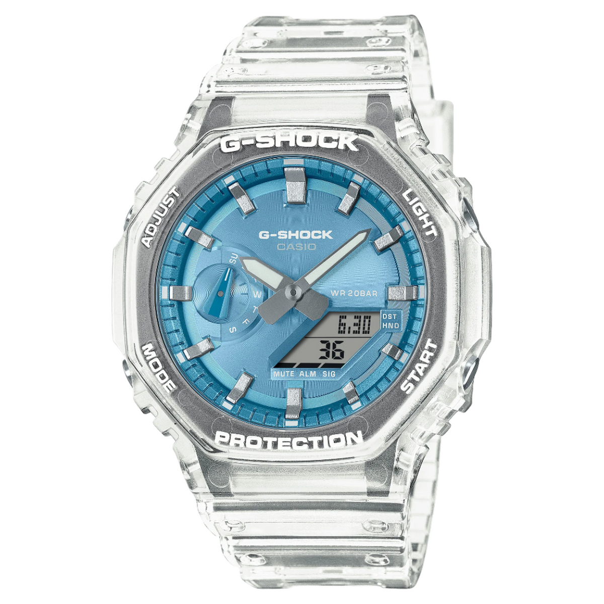 G-Shock Analog Digital Blue Dial Transparent Resin Band GA2100BM-7A2