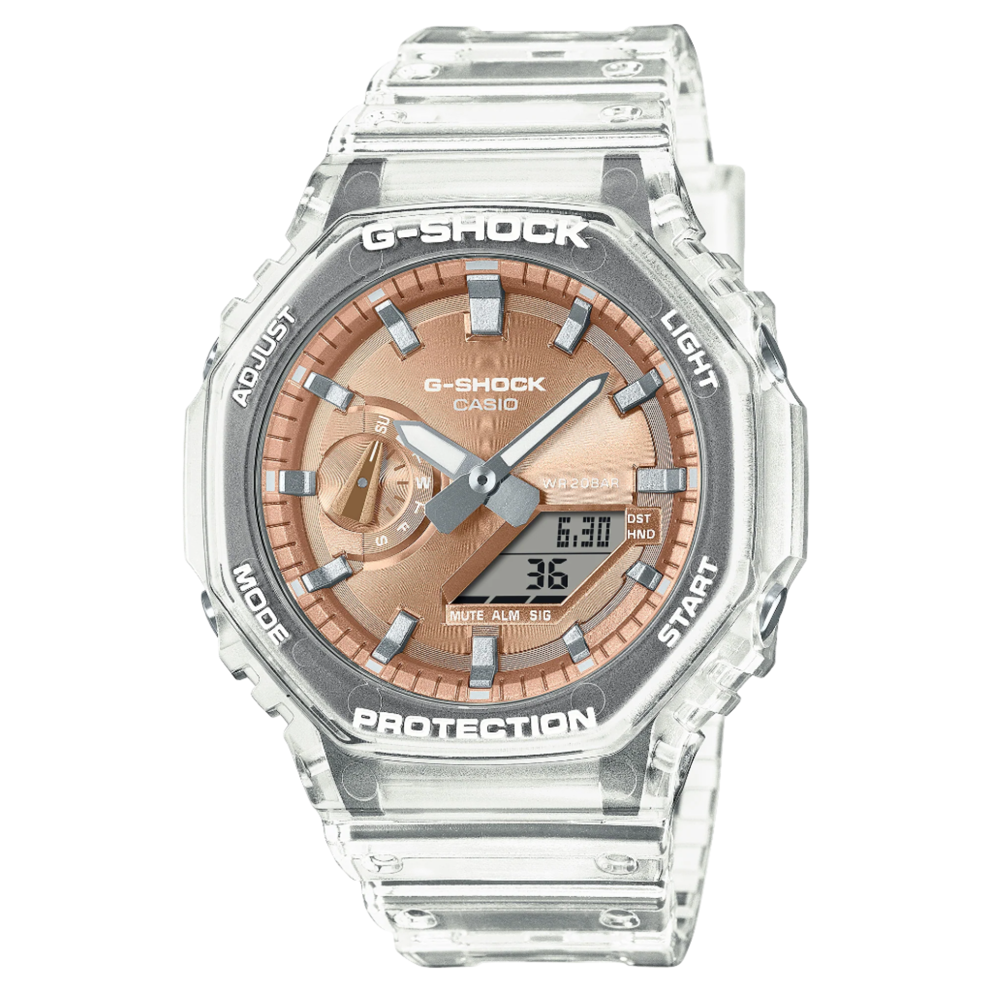 G-Shock Analog Digital 2100 Series Transparent Resin Band Watch GA2100