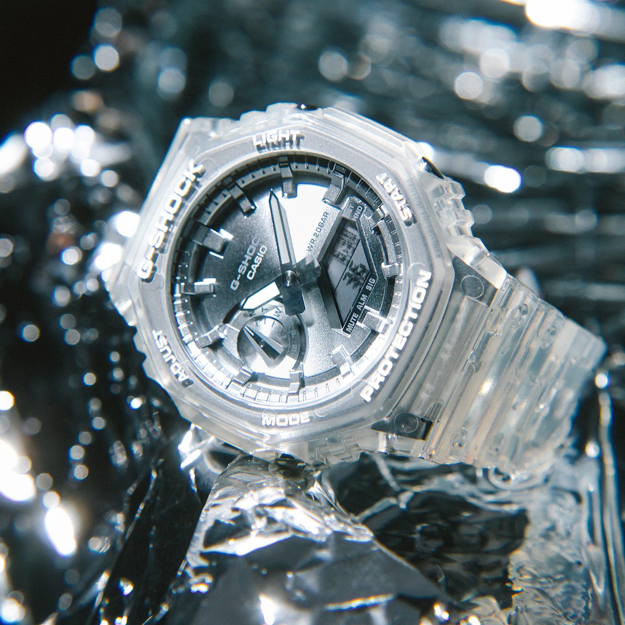 G-Shock Analog Digital Grey Dial Transparent Resin Band GA2100BM-7A8