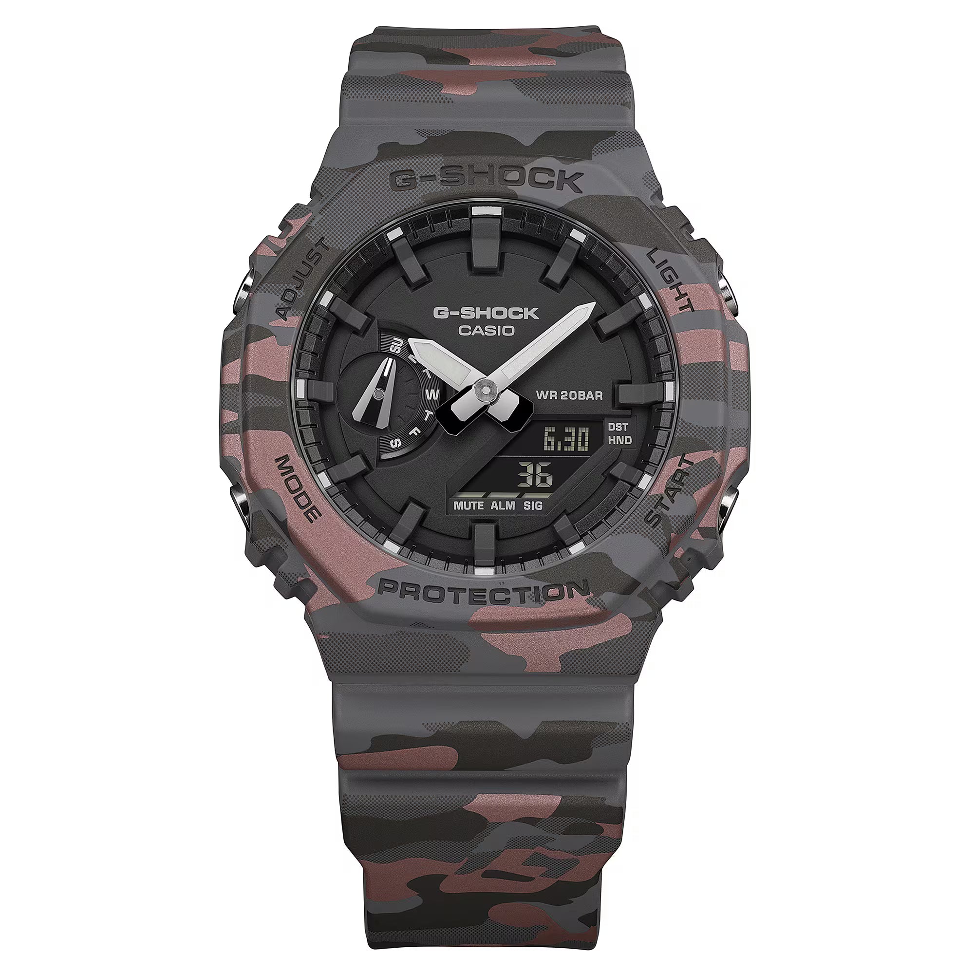 G-Shock Analog Digital Camouflage Resin Band and Black Dial Watch GA2100CM-8A