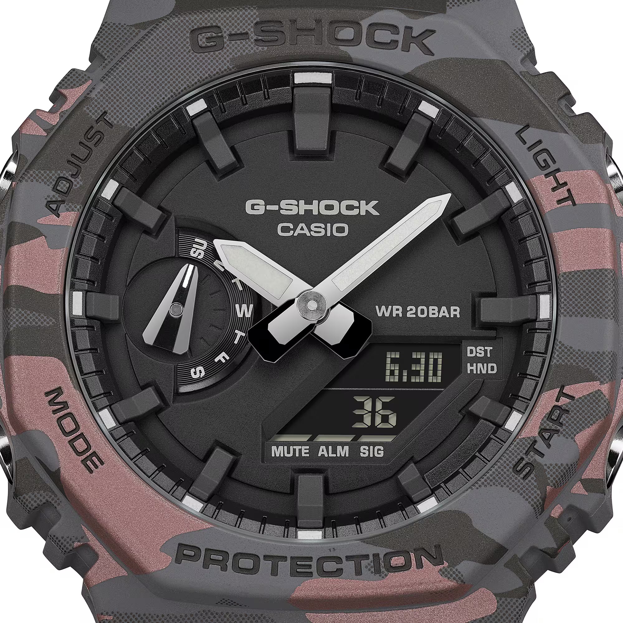 G-Shock Analog Digital Camouflage Resin Band Black Dial Watch GA2100CM-8A