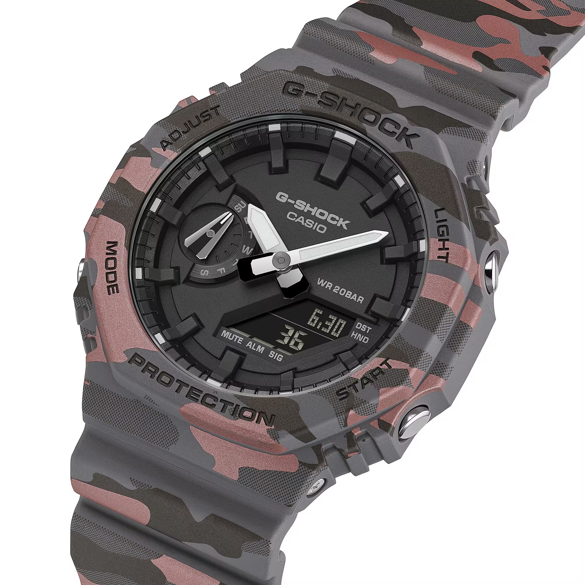 G-Shock Analog Digital Camouflage Resin Band and Black Dial Watch GA2100CM-8A