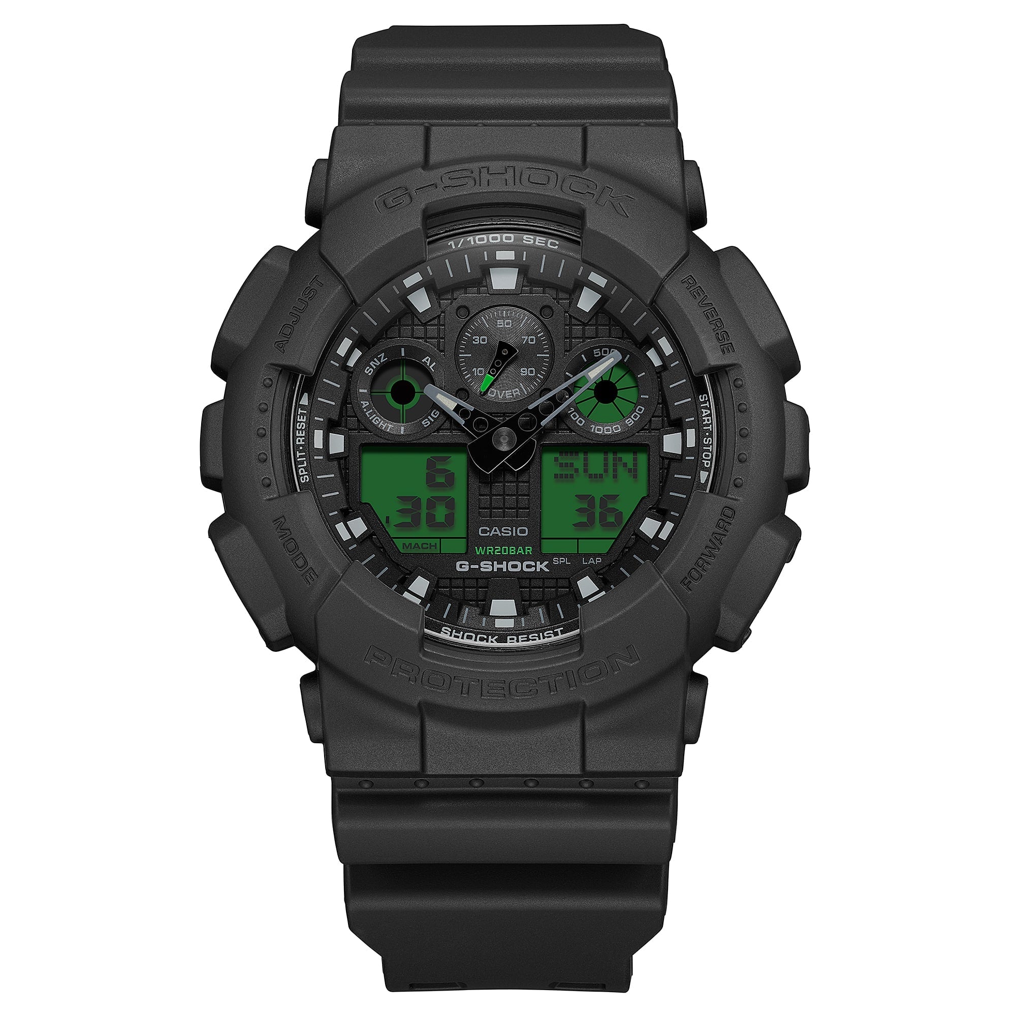 G-Shock Black and Electro Green Men's Watch GA100BEG-1A