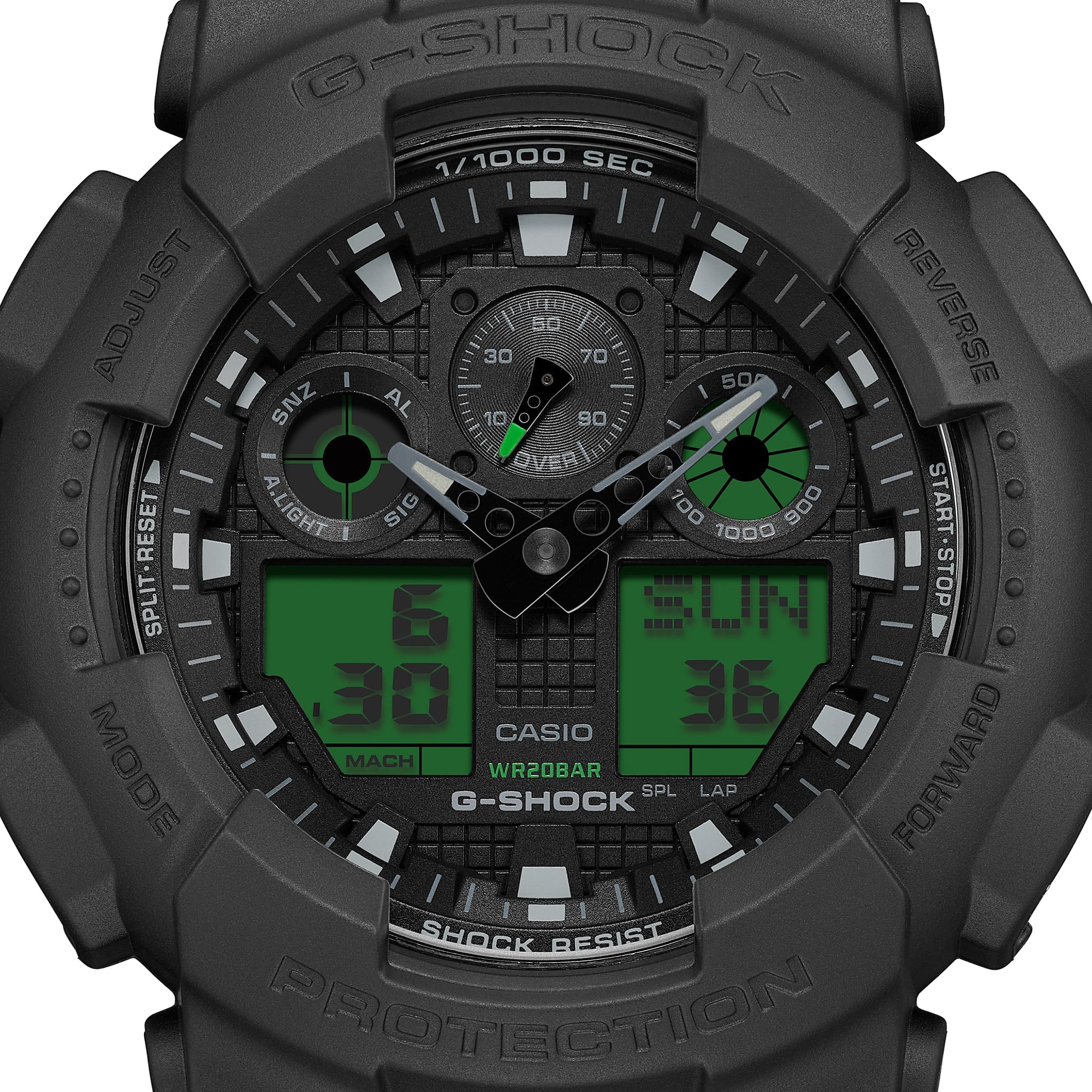 G-Shock Black and Electro Green Men's Watch GA100BEG-1A