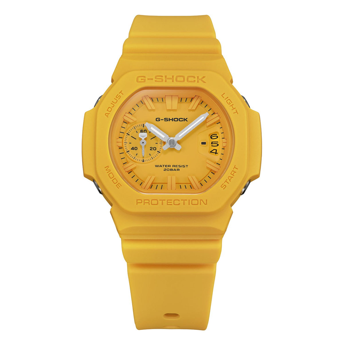 G-Shock 2500 Series Yellow GAC2500-9A analogue watch, front view