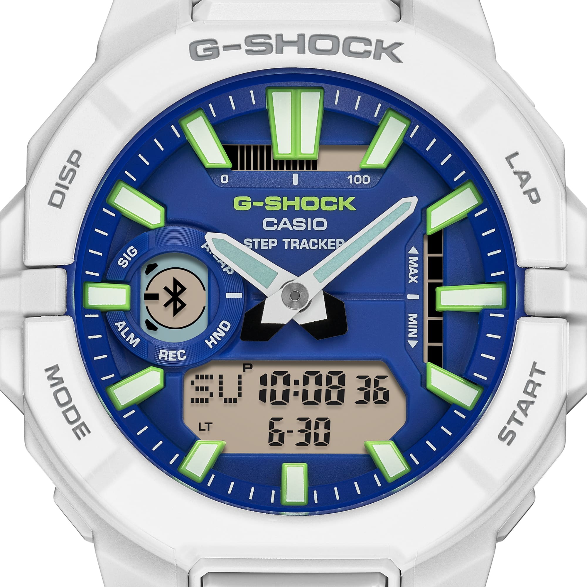 G-Shock MOVE GBA950-7A2 angled view of the integrated bezel and band.
