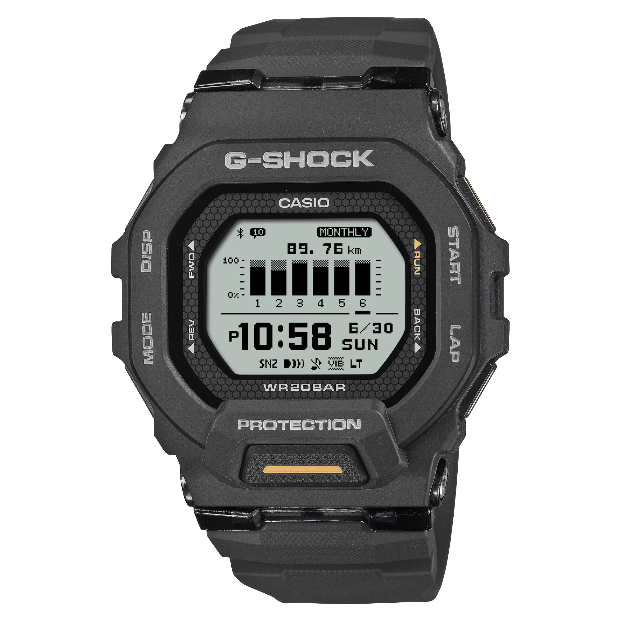 G-Shock GBD-200 Series Black Resin Strap White LCD Mens Watch GBD200-1A1