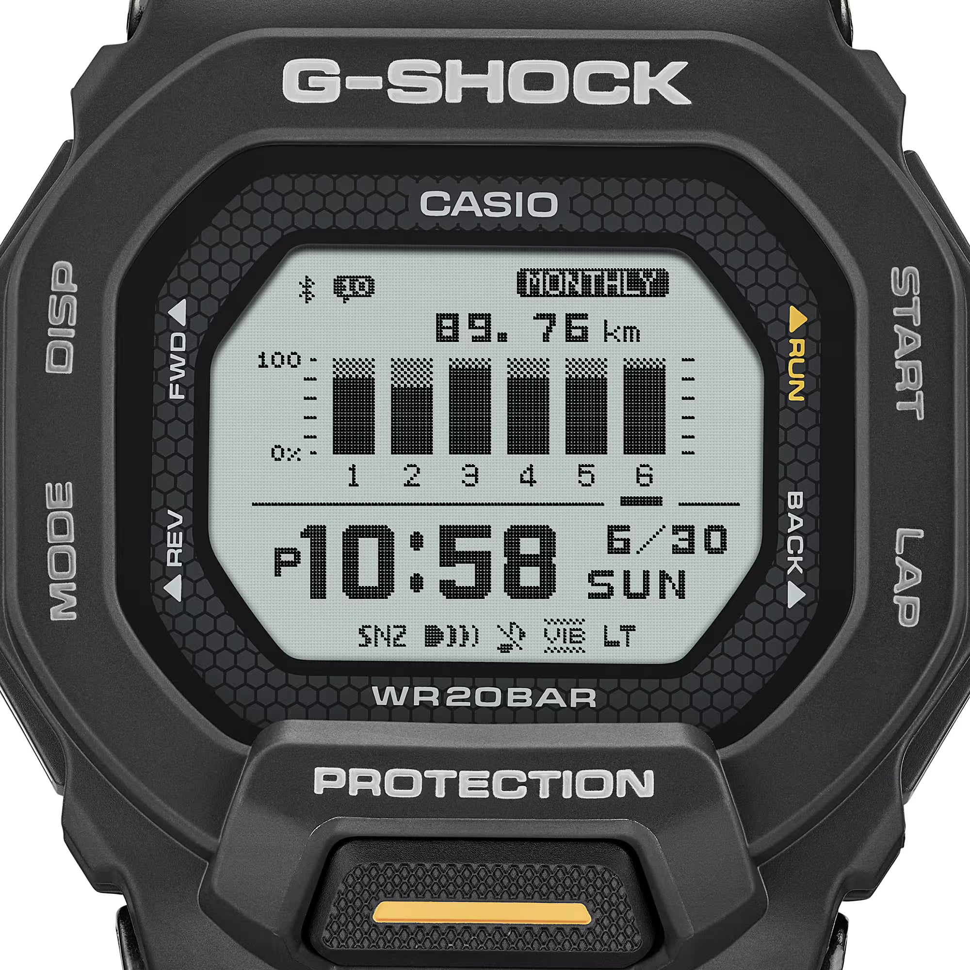 G-Shock GBD-200 Series Black Resin Strap White LCD Mens Watch GBD200-1A1