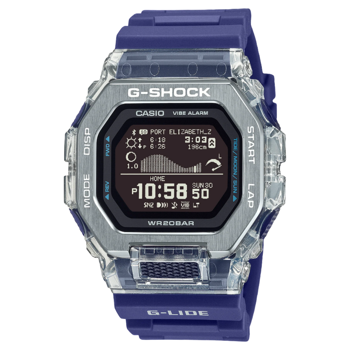 G-Shock GLIDE Gleaming Wave Blue Resin Band Watch GBX100S-2D