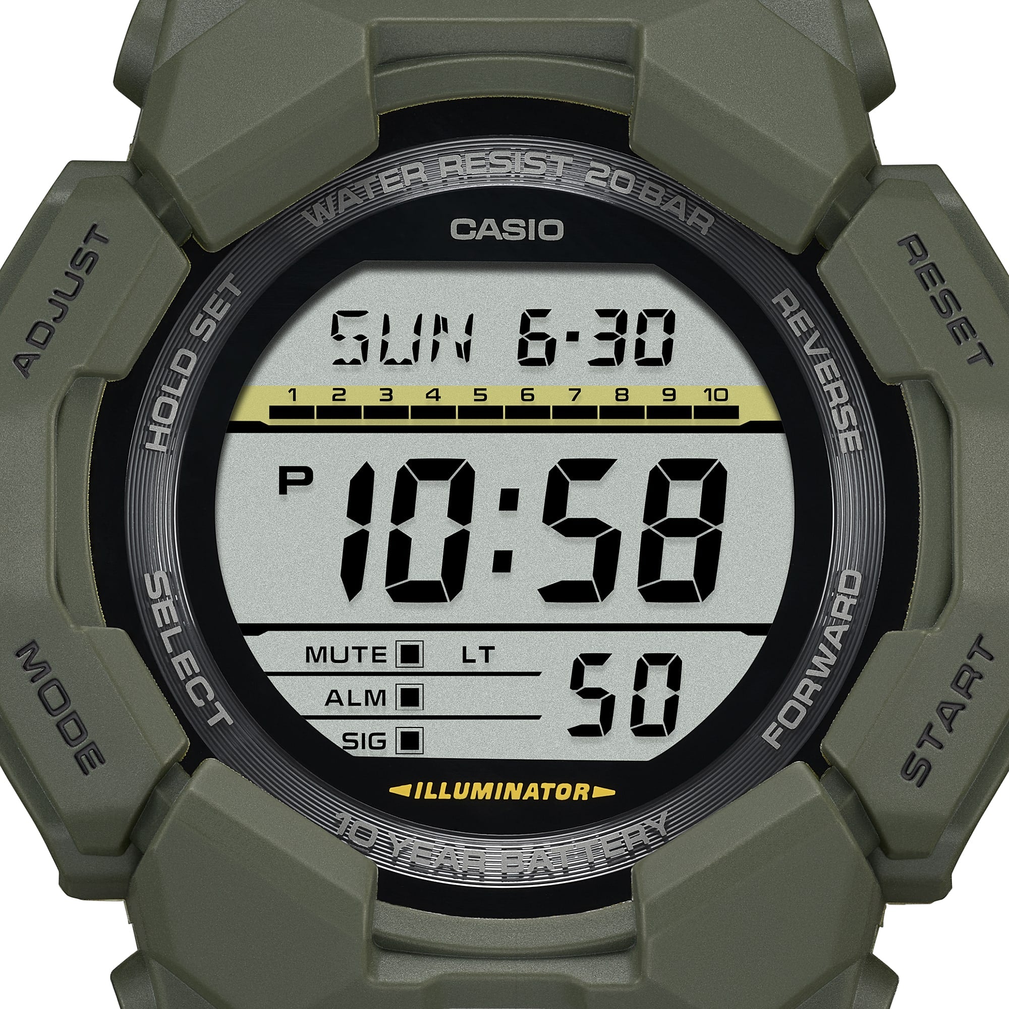 G-Shock Digital Green Resin Band Watch GD010-3D