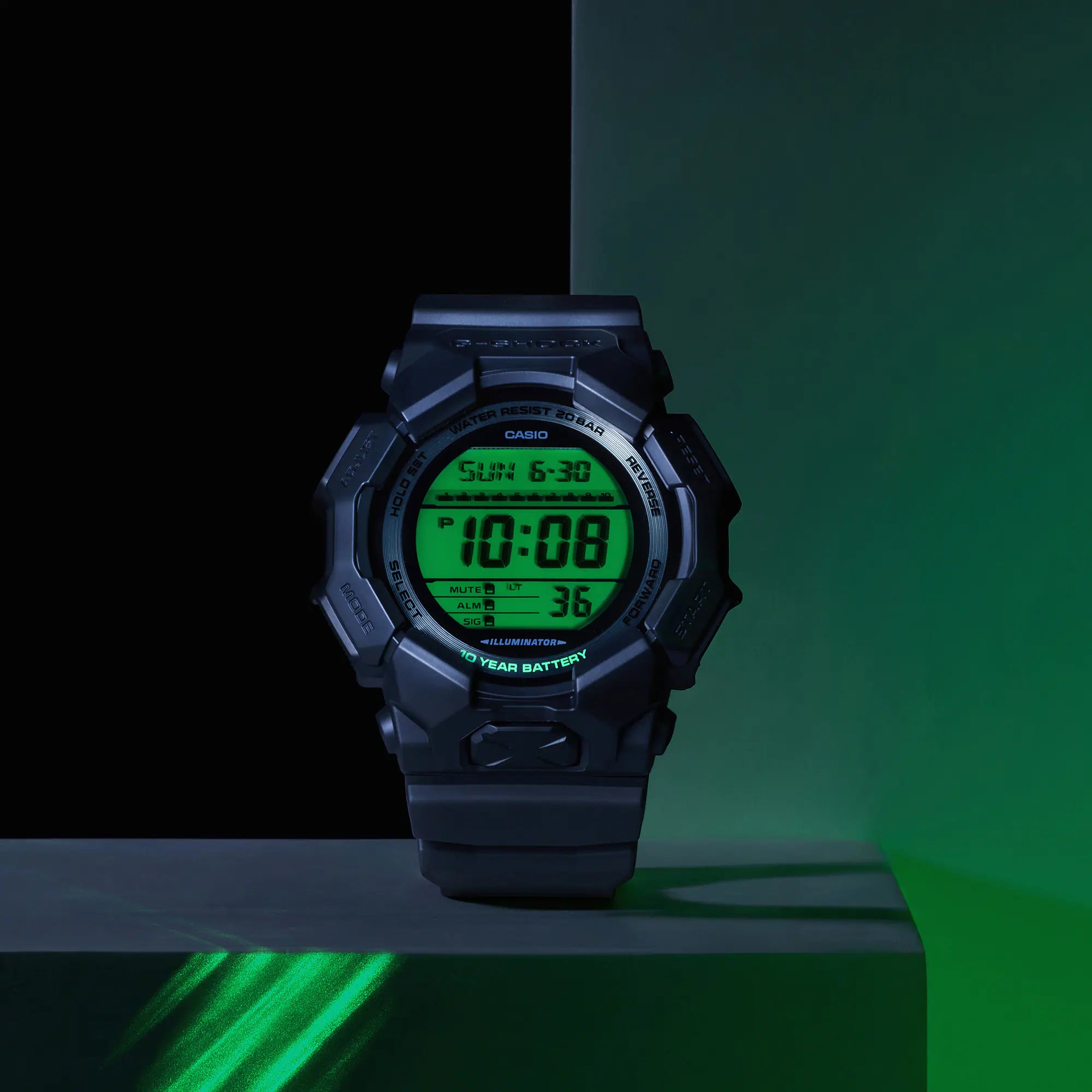 G-Shock Analog Digital Green Dial Black Resin Band 10 Year Battery Watch GD010BEG-1D