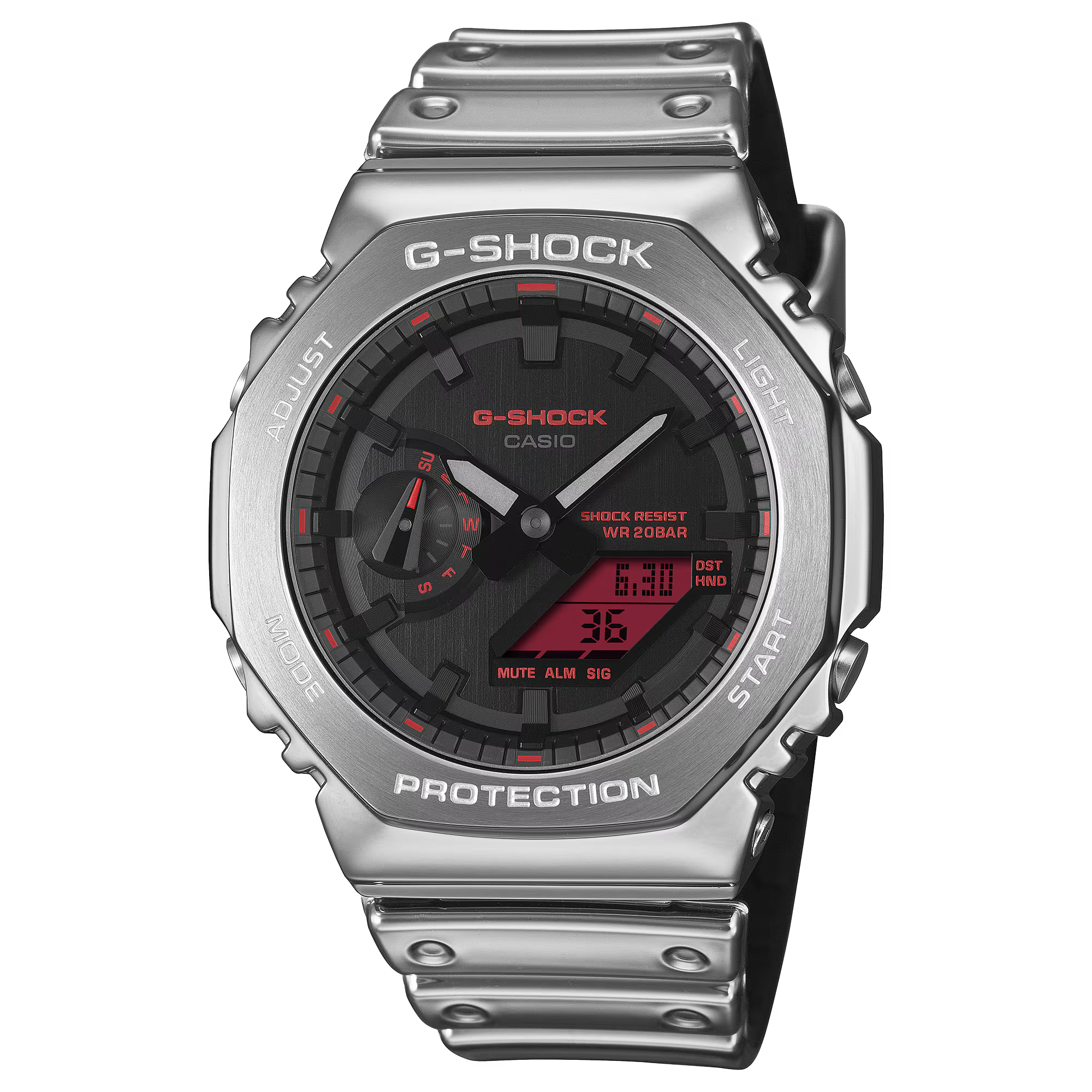 G-Shock Duo Fine Metallic Series Silver Resin Band Stainless Steel Case Watch GM2100YRA-8A