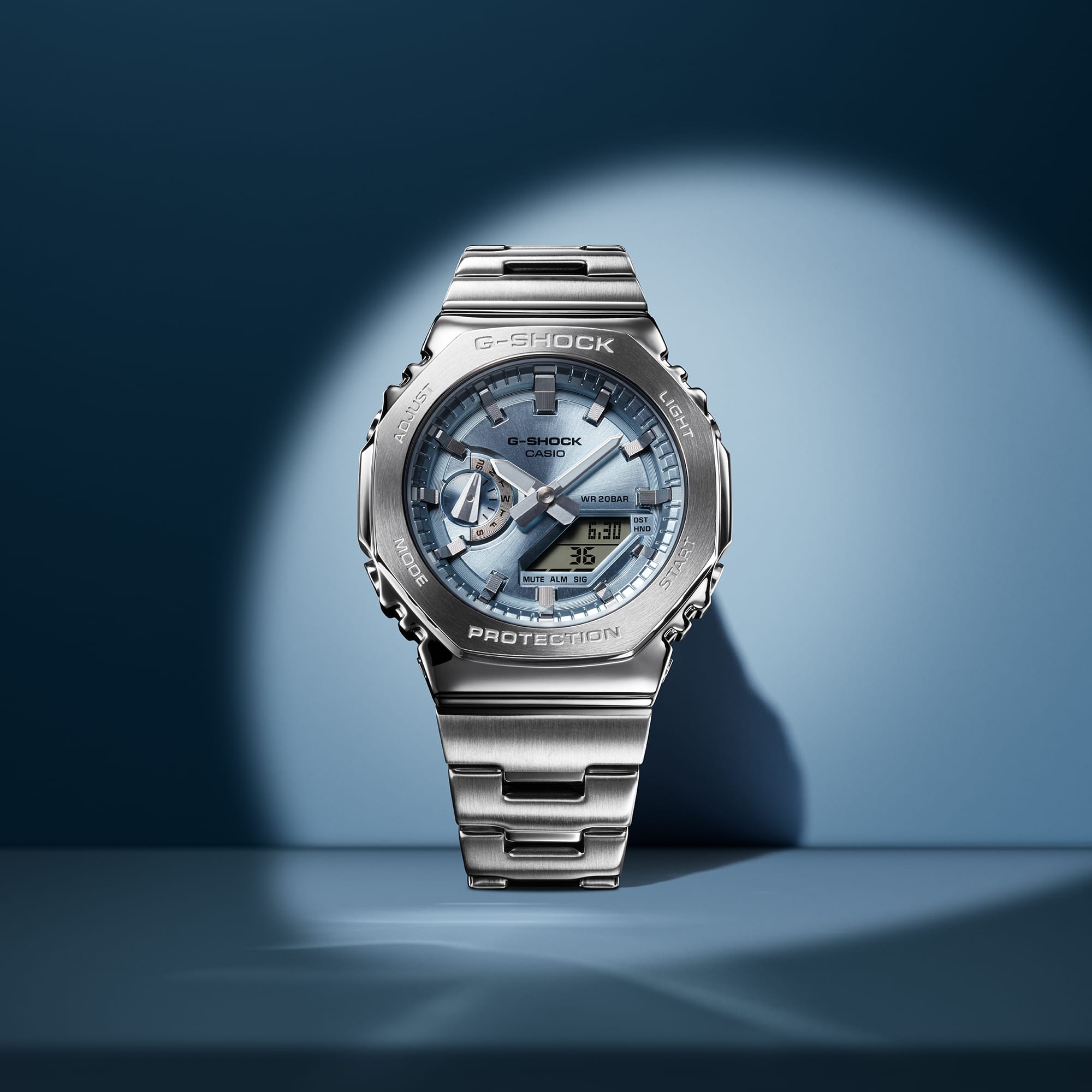 G-Shock G-Steel 2100 Series Blue Dial Stainless Steel Watch GM2110D-2A