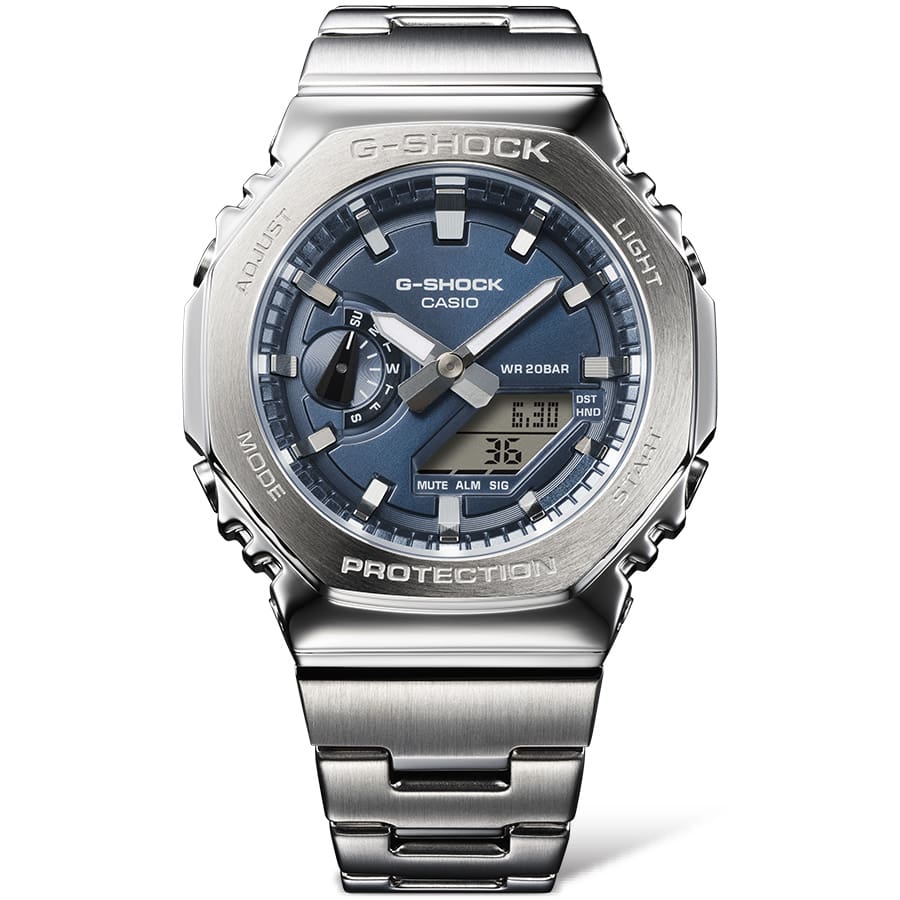 G-Shock G-Steel 2100 Series Blue Dial Stainless Steel Watch GM-2110D-2B
