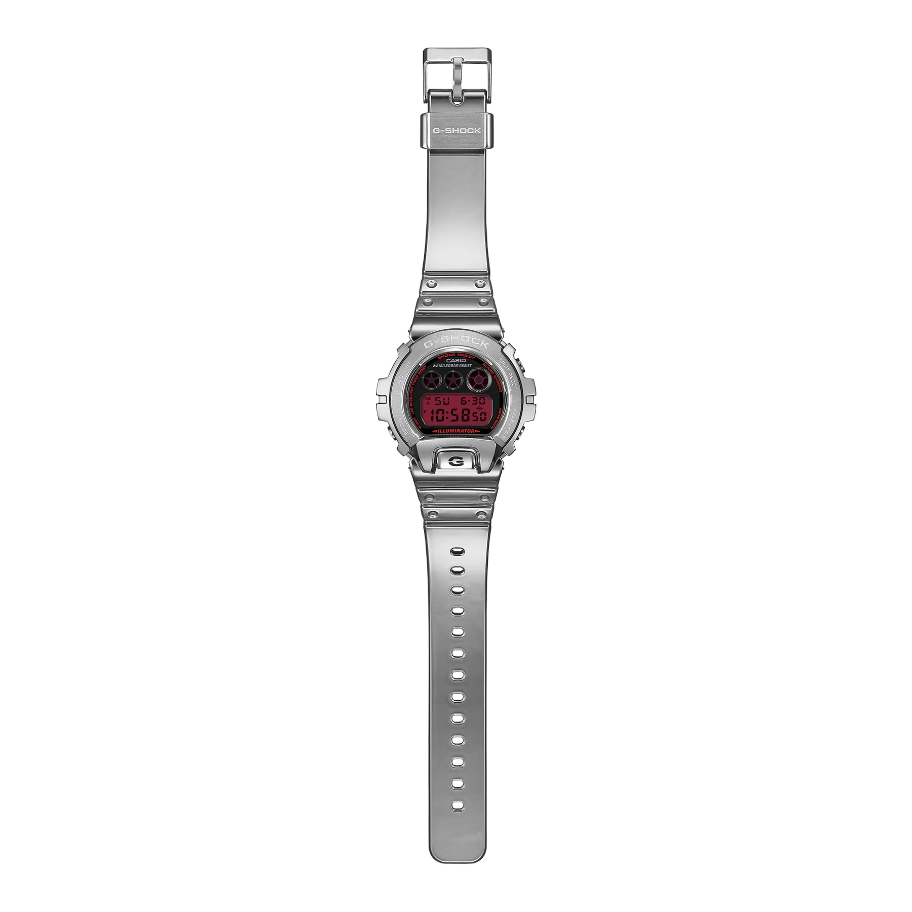 G-Shock Digital Fine Metallic Series Silver Resign Band Stainless Steel Case Men's Watch GM6900YRA-8D