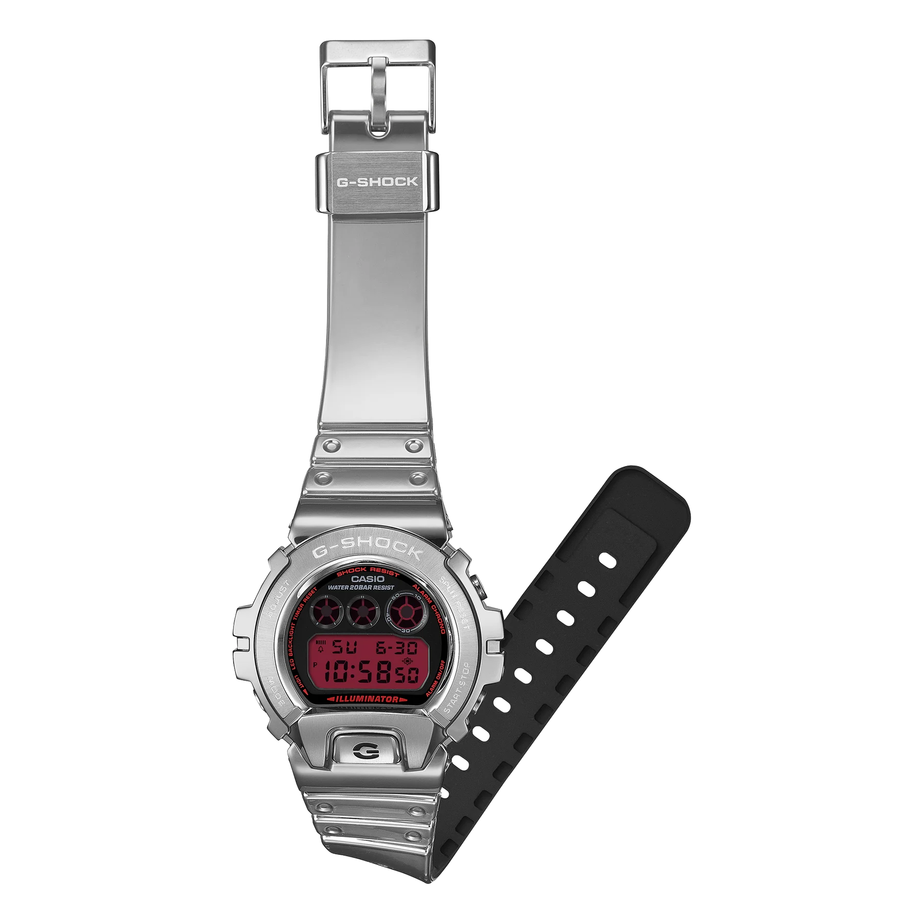 G-Shock Digital Fine Metallic Series Silver Resign Band Stainless Steel Case Men's Watch GM6900YRA-8D