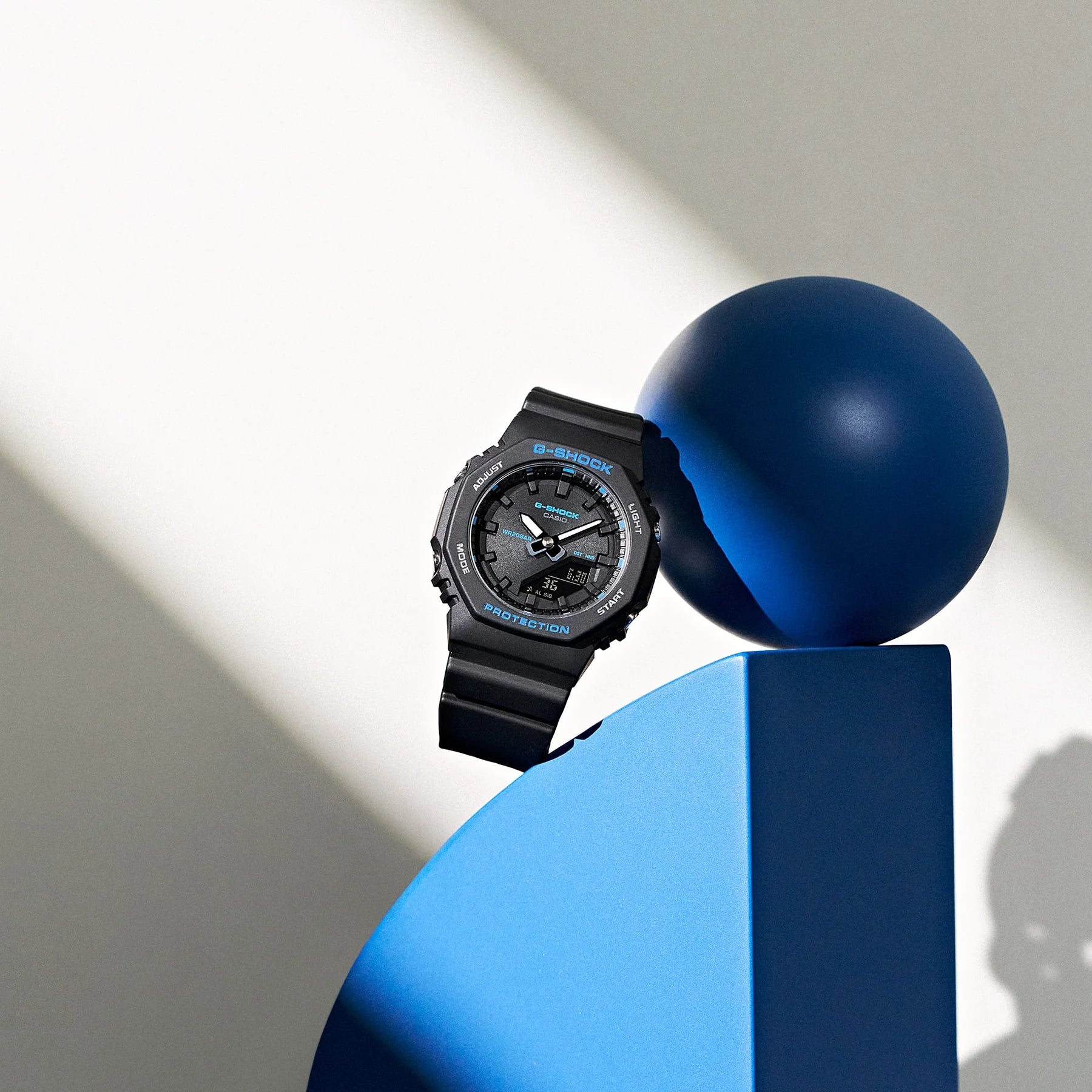 G-Shock Slim CasiOak Digital Black With Blue Accents Watch GMAP2100BA-1A