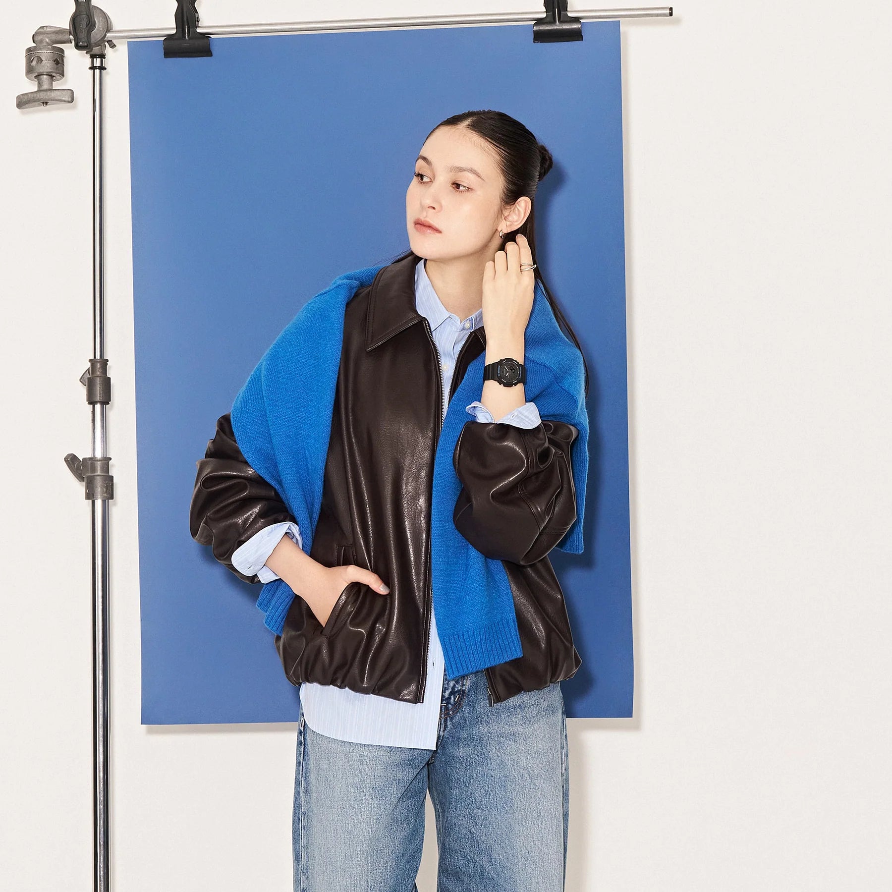 G-Shock Slim CasiOak Digital Black With Blue Accents Watch GMAP2100BA-1A