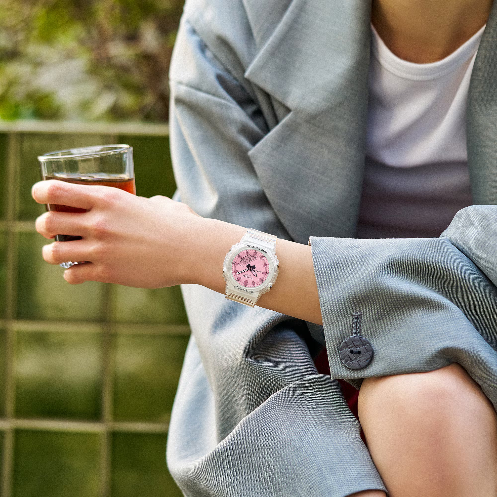 G-Shock Slim CasiOak Digital Transparent Pink Dial Watch GMAP2100SR-7A