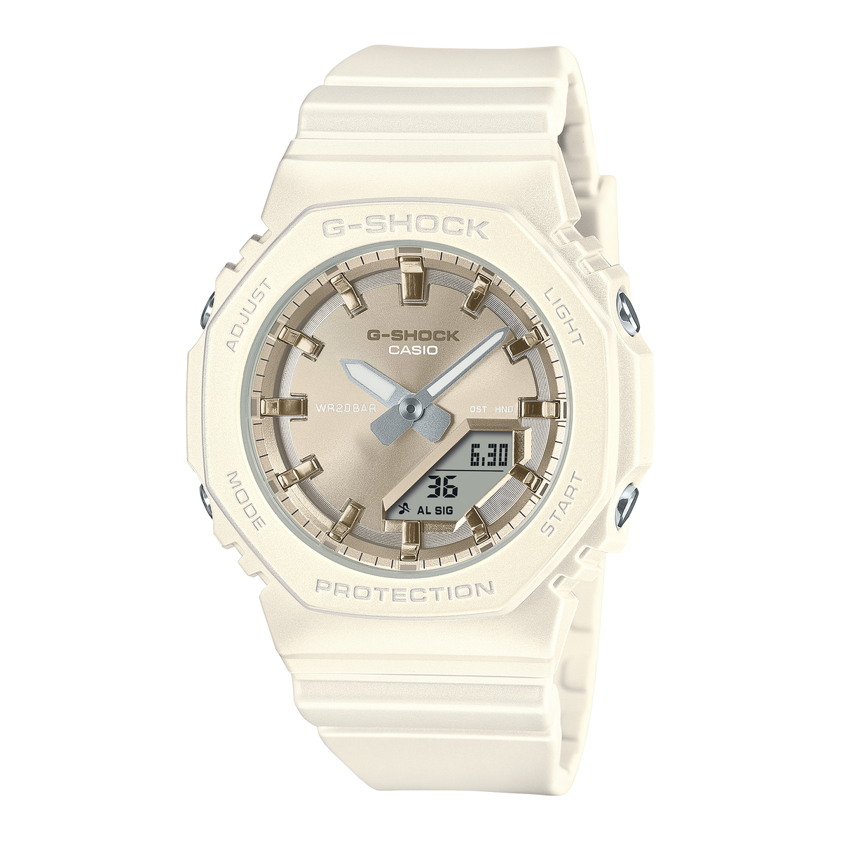 G-Shock Analog Digital Brown Dial White Resin Band Watch GMAP2100ST-7A