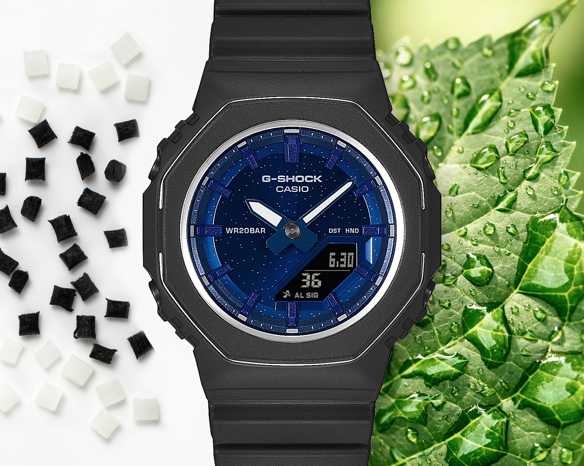 G-Shock Analog Digital Blue Dial Black Resin Band Watch GMA-P2110SC-2A