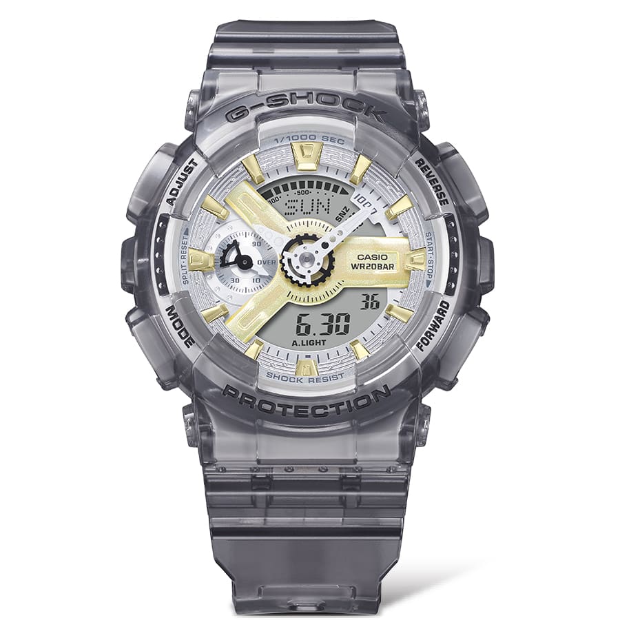G-Shock Analog Digital Grey Dial Transparent Resin Band Watch GMAS110GS-8A