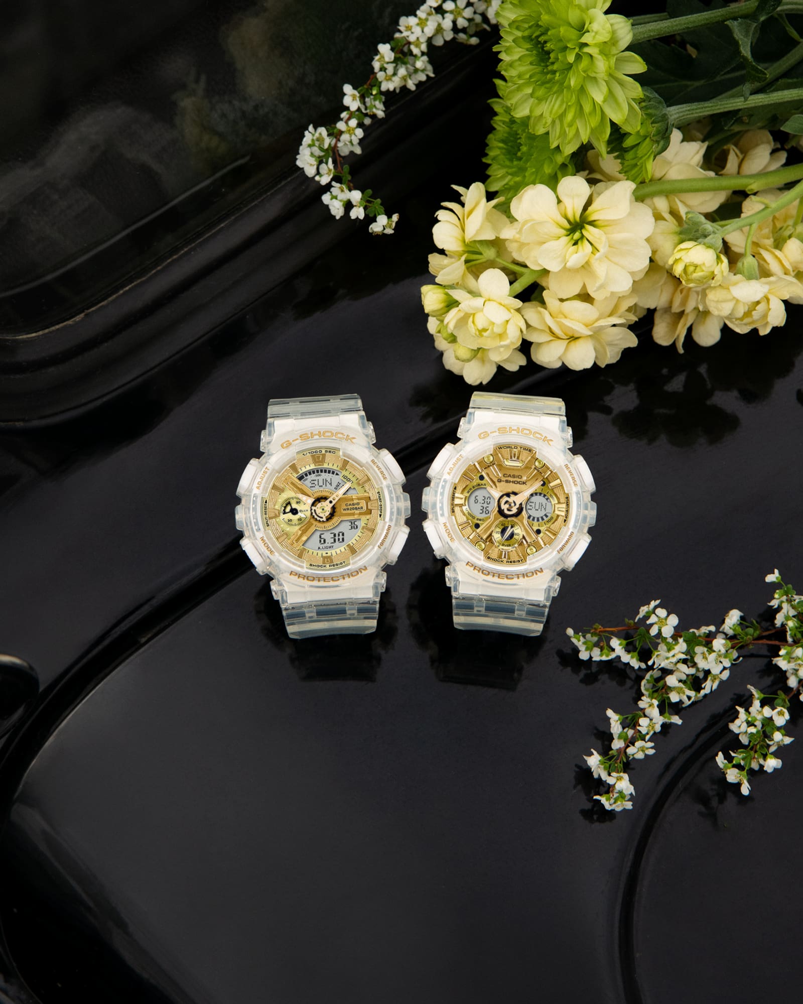 G-Shock Digital Transparent Gold Resin Watch GMAS110SG-7A