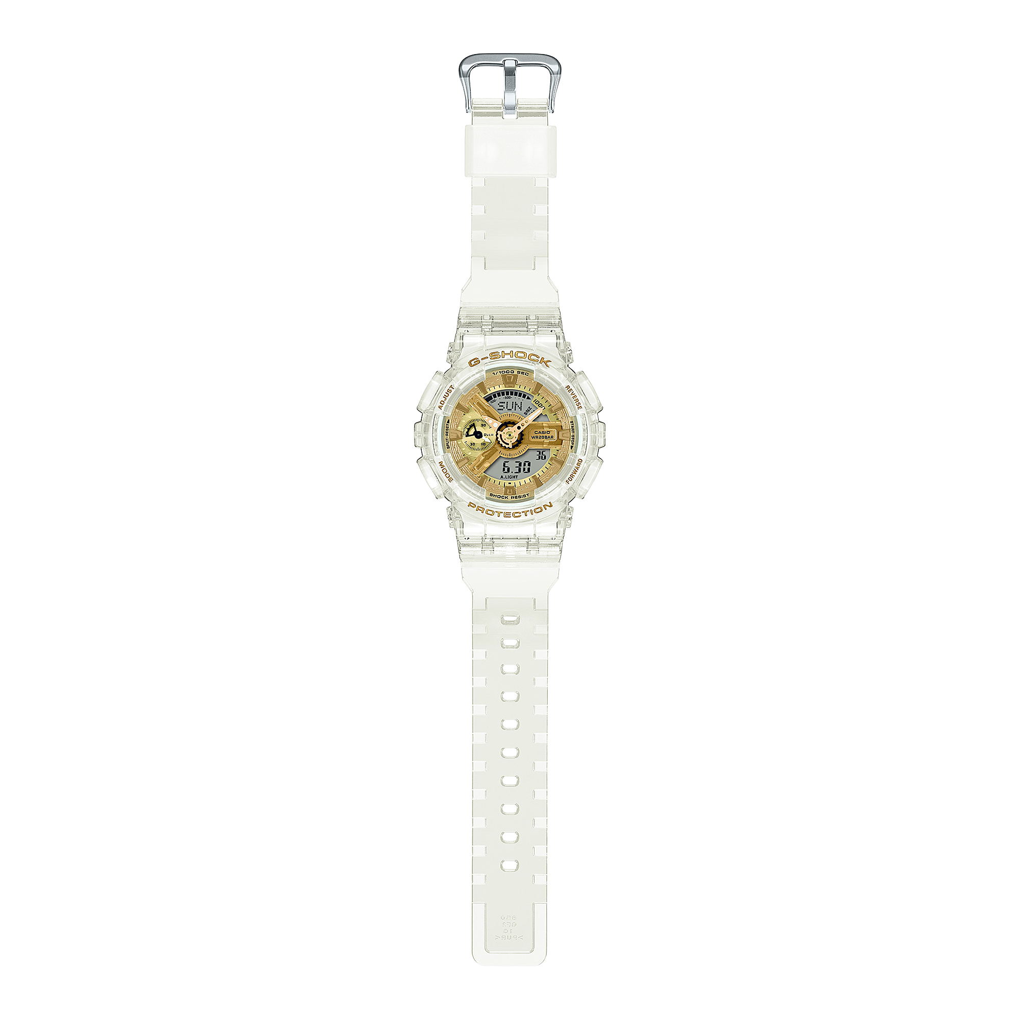 G-Shock Digital Transparent Gold Resin Watch GMAS110SG-7A