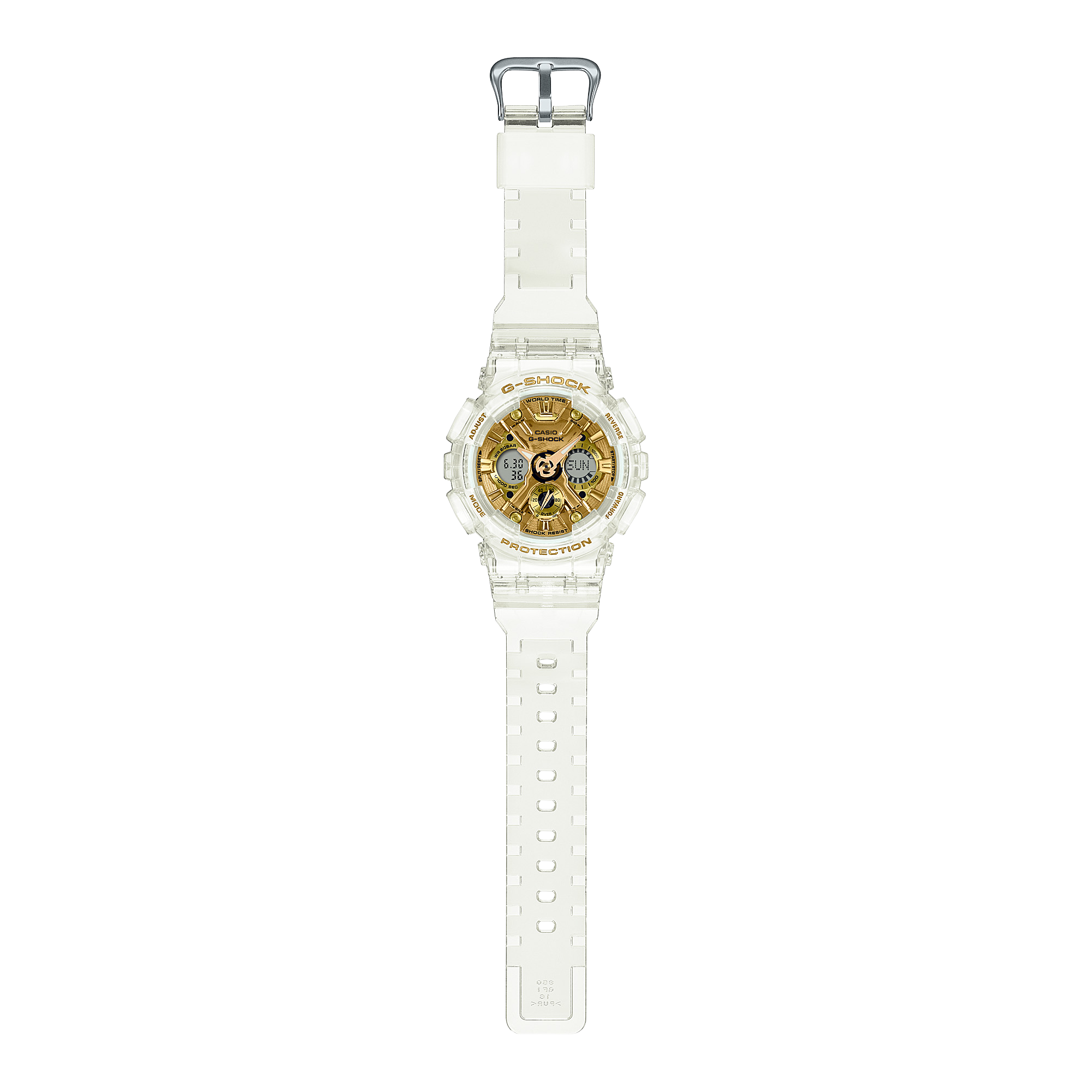 G-Shock Digital Transparent Gold Resin Watch GMAS120SG-7A