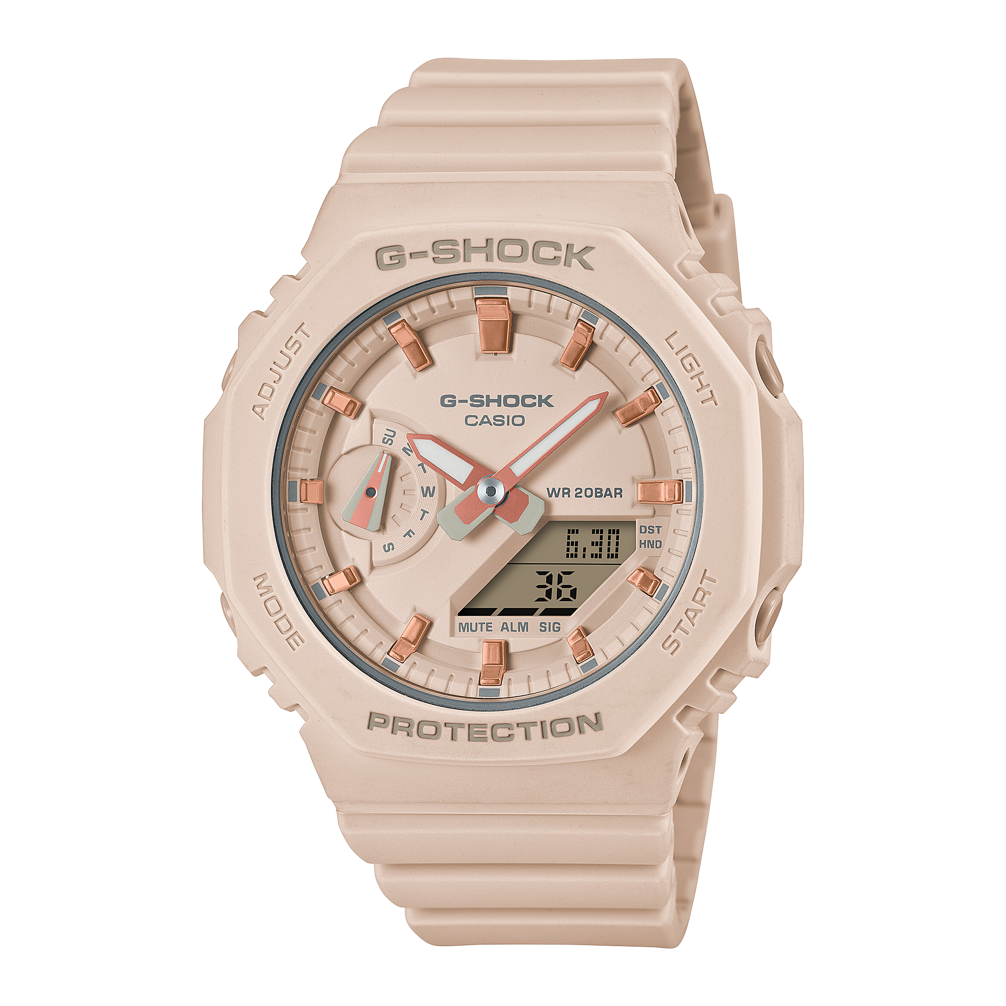 G-Shock Analog Digital DUO 2100 Mid Size Pink Resin Band Watch GMAS210