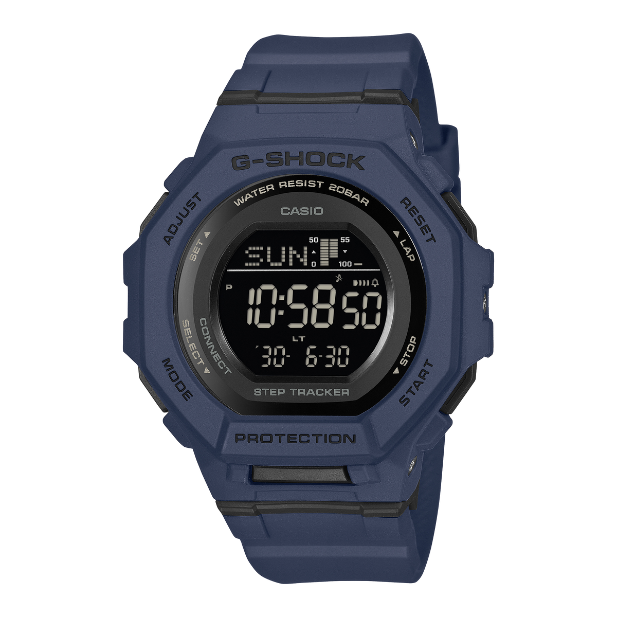 G-Shock G-SQUAD wristwatch with a navy resin case and band.