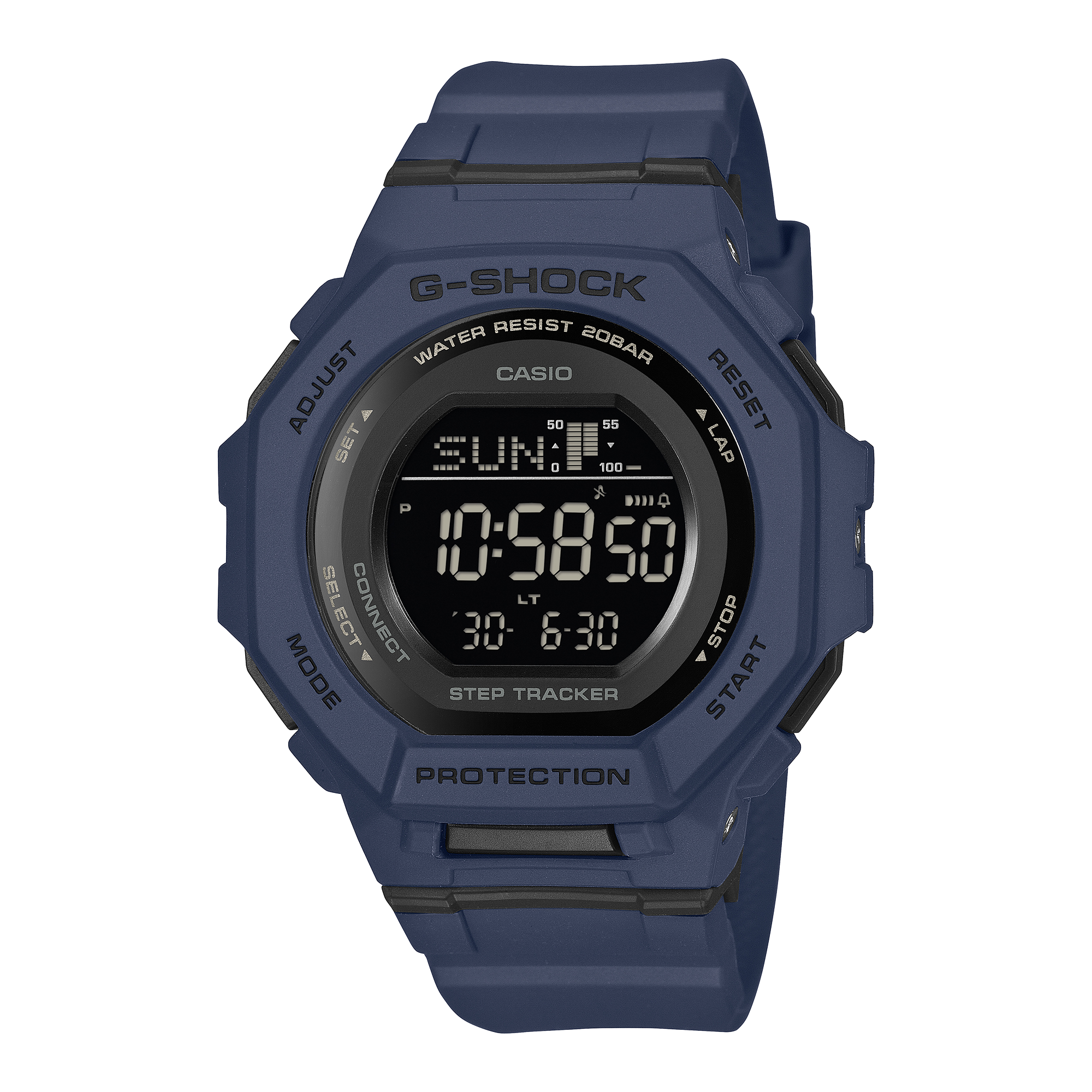 G-Shock G-SQUAD wristwatch with a navy resin case and band.