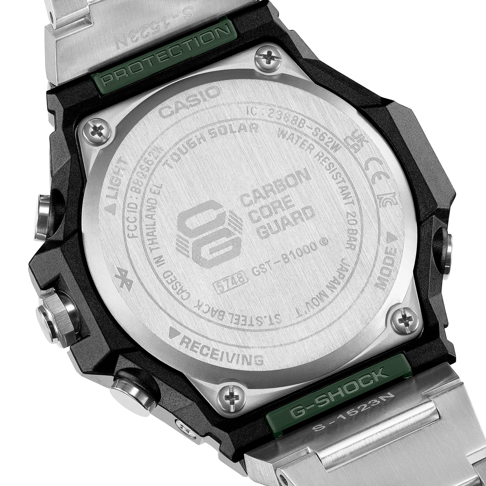 G-Shock G-Steel Green Dial Stainless Steel Watch GSTB1000D-3A