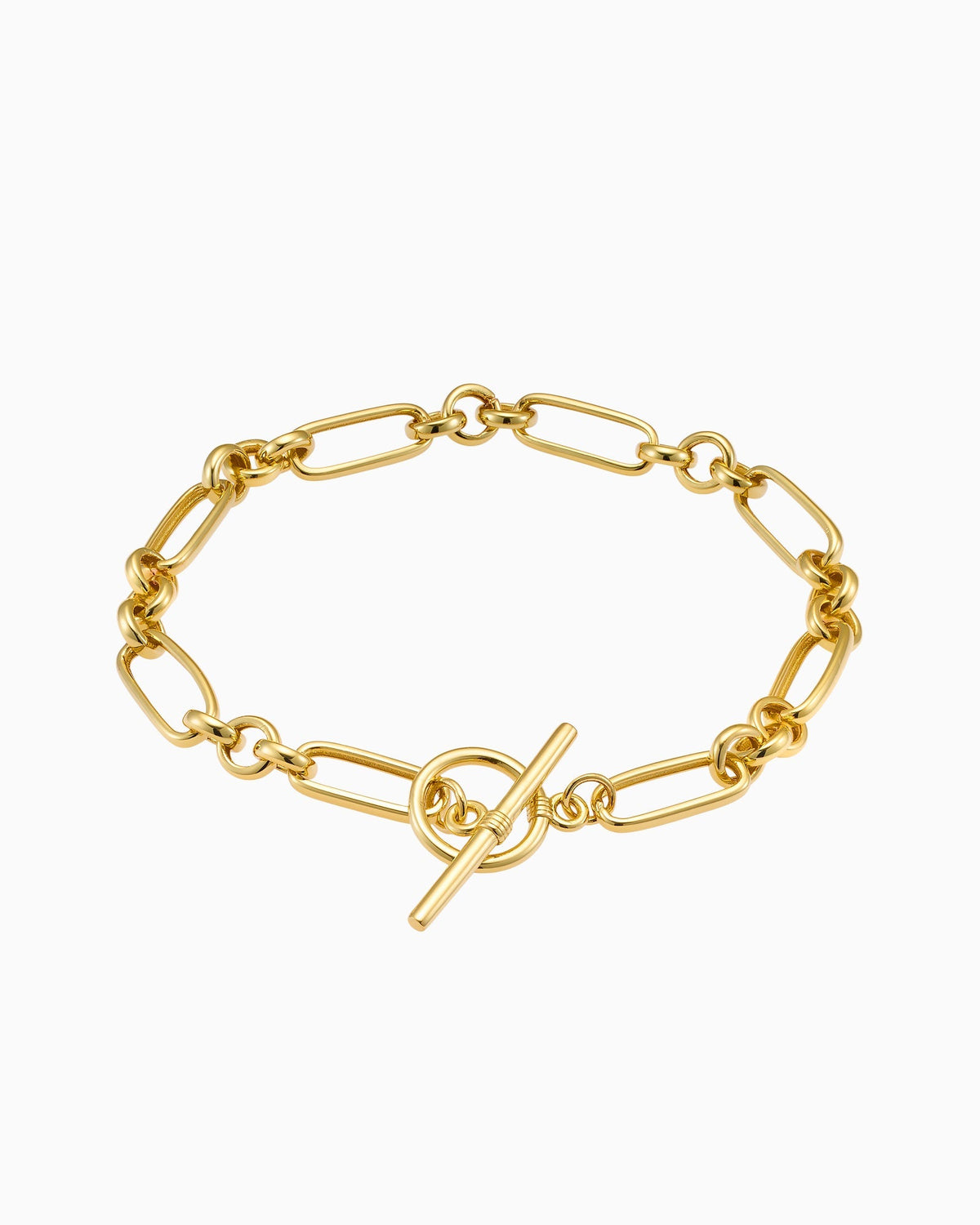 Gold Vermeil Lustre 14k Gold Vermeil Alternate Link T-Bar Bracelet 19cm GVB0003Y GVB0003Y front packshot