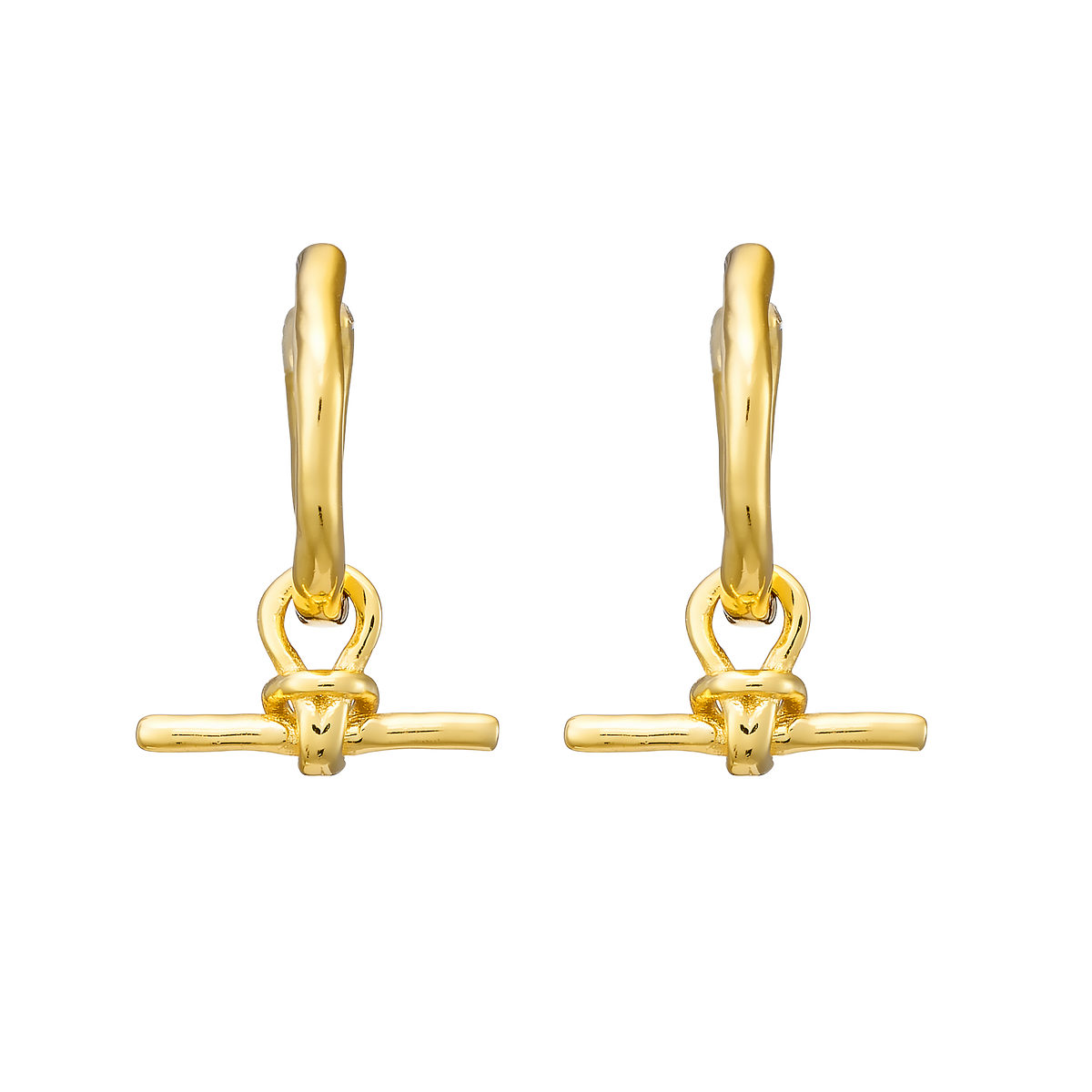 Gold Vermeil Lustre 14k Gold Vermeil Plain T-Bar Huggies GVE0003Y GVE0003Y view 4