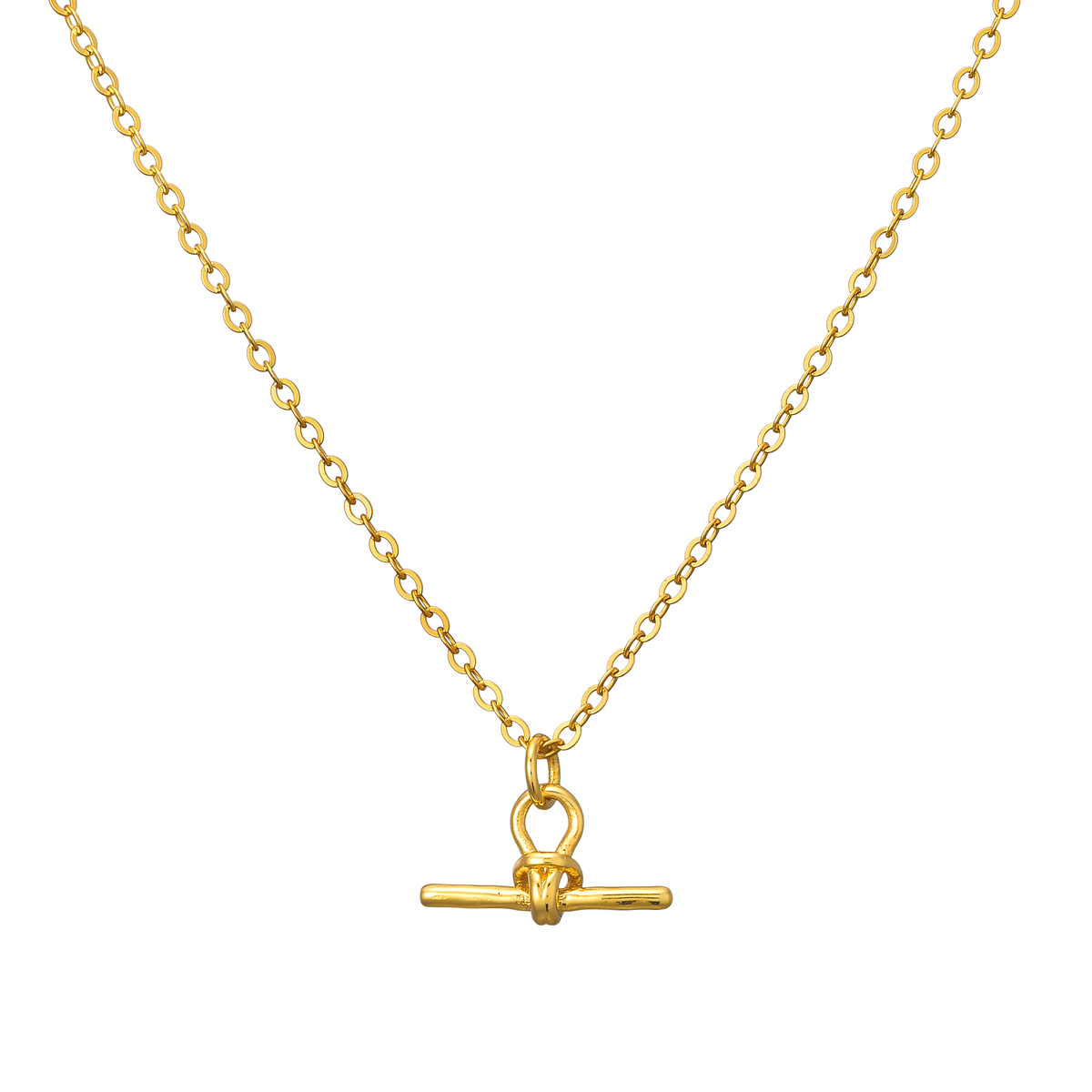 Gold Vermeil Lustre 14k Gold Vermeil Plain T-Bar Necklace GVN0004Y GVN0004Y front packshot